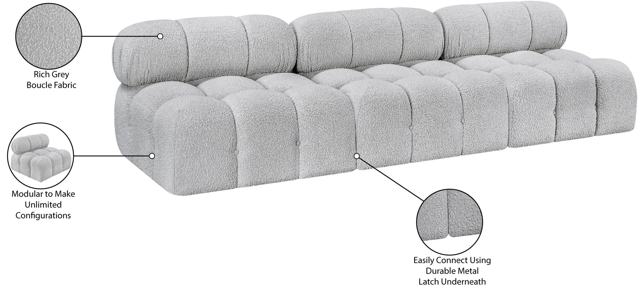 Ames - 3 Seat Modular Armless Sofa