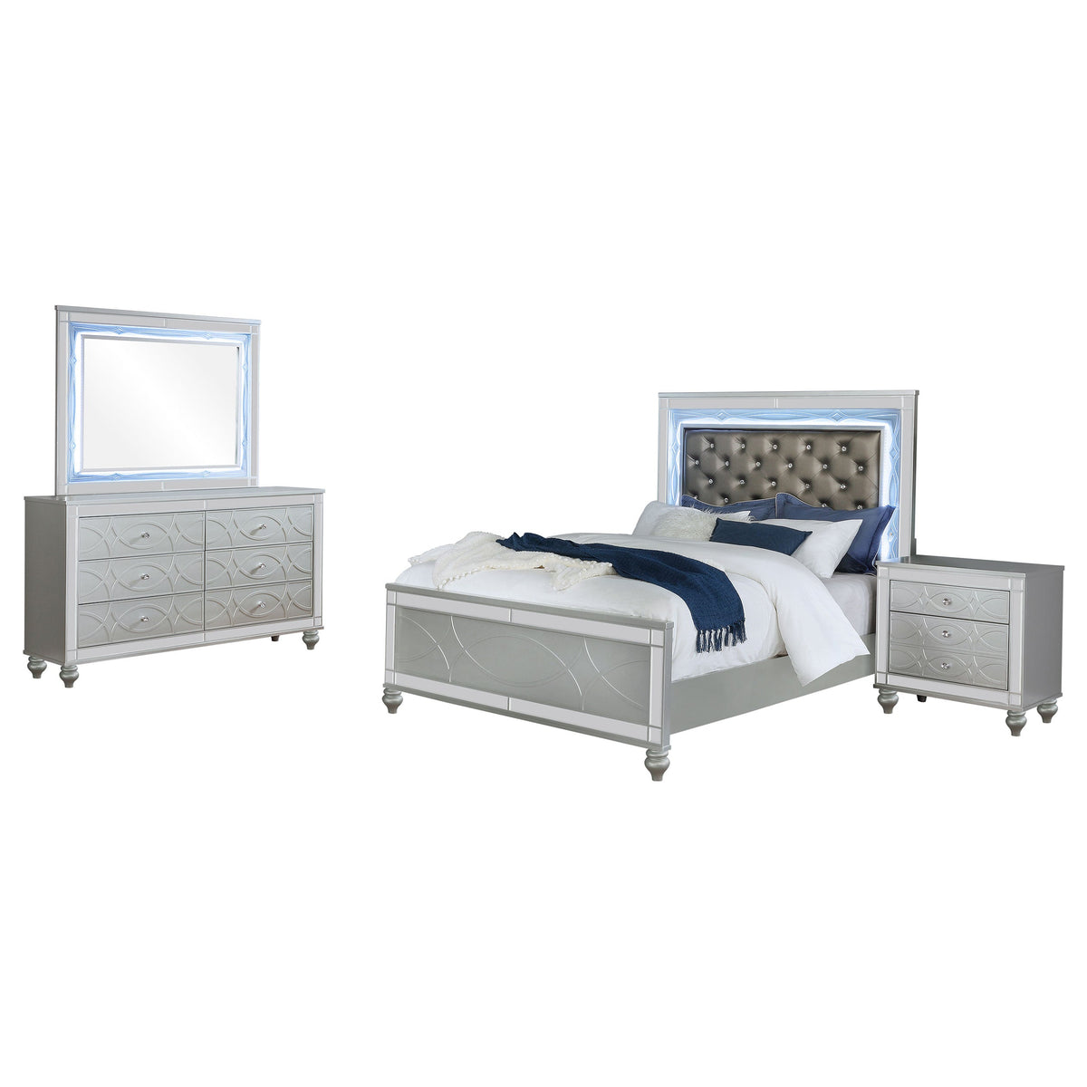 Gunnison 4-piece Bedroom Set Silver Metallic