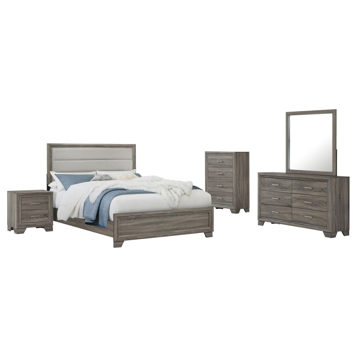 Wright 5-piece Bedroom Set Brown Oak