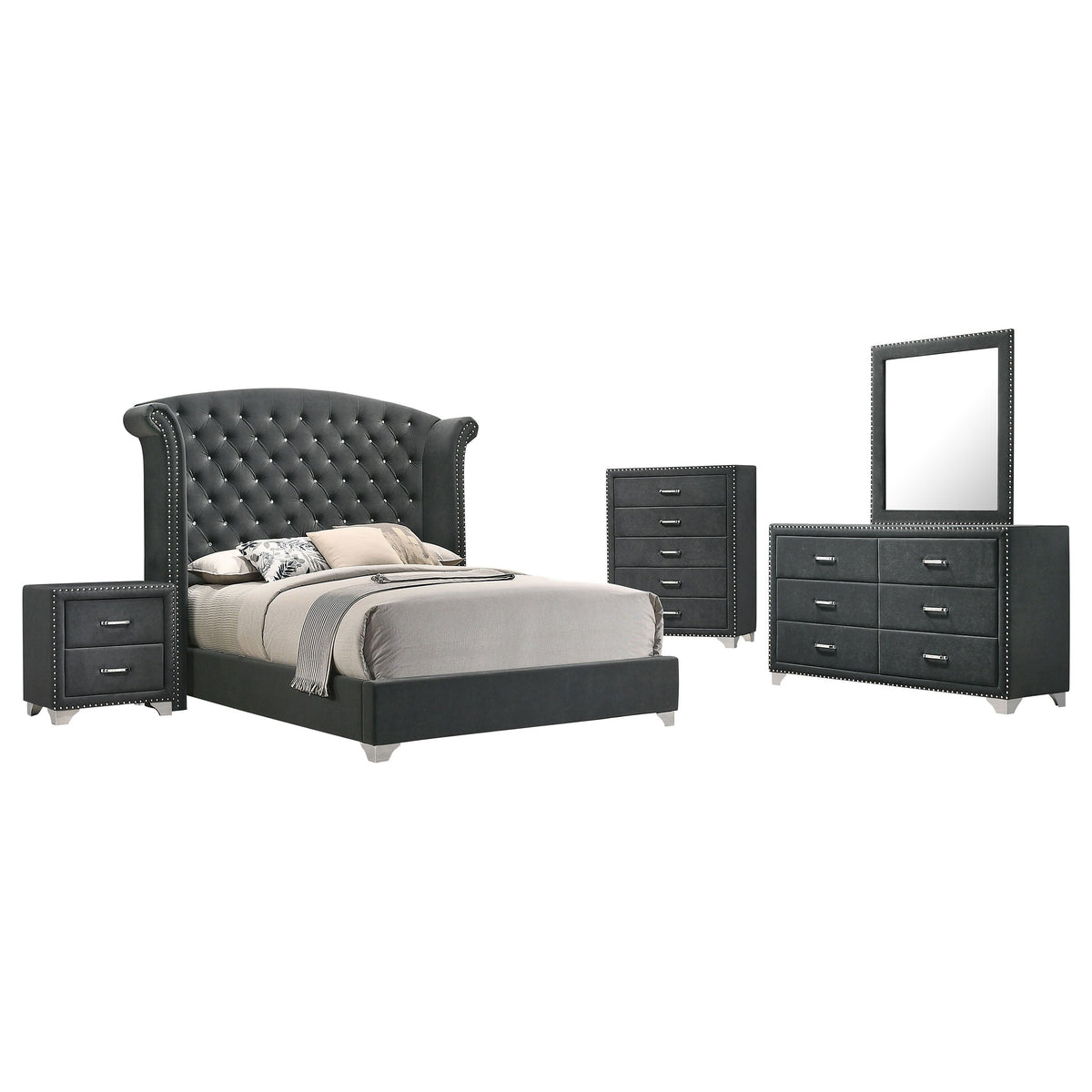Melody 5-piece Bedroom Set Grey