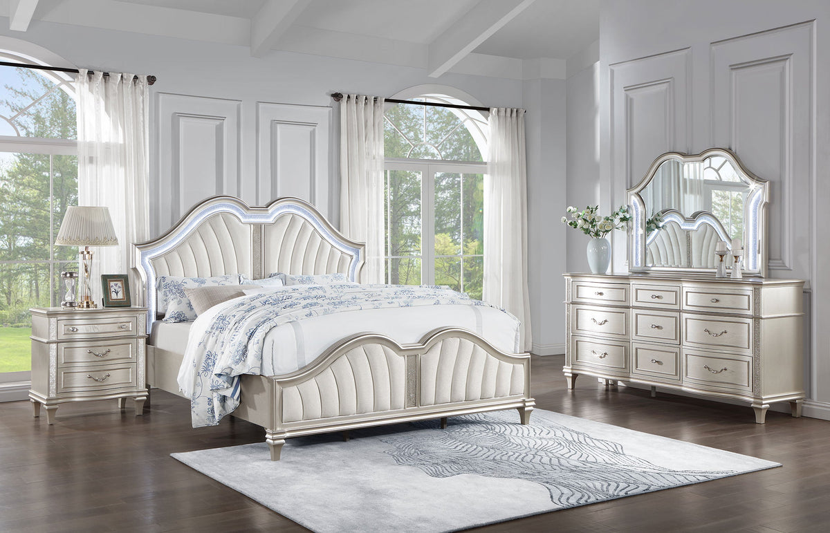 Evangeline 4-piece Bedroom Set Silver Oak