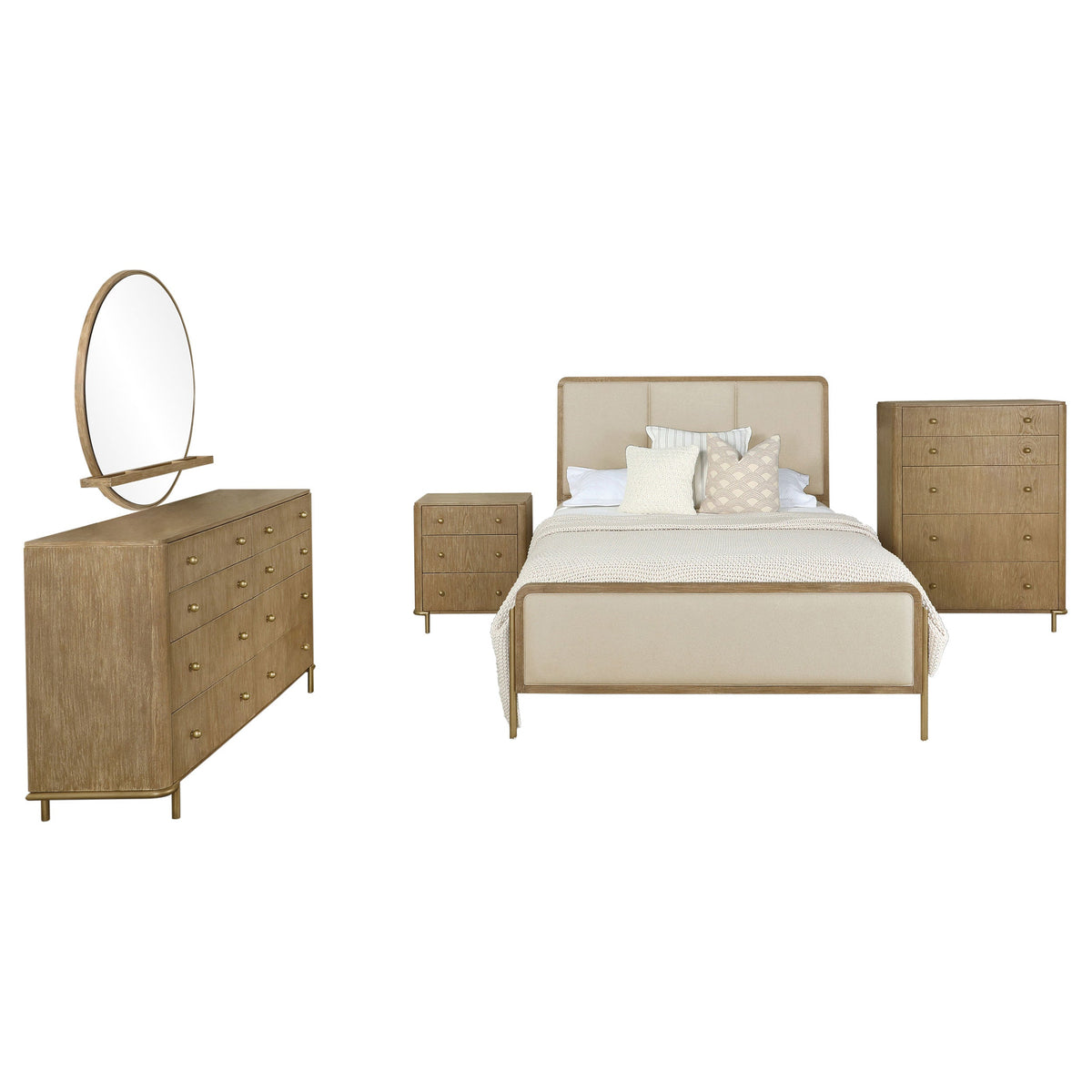 Arini 5-piece Bedroom Set Cream and Sand Wash