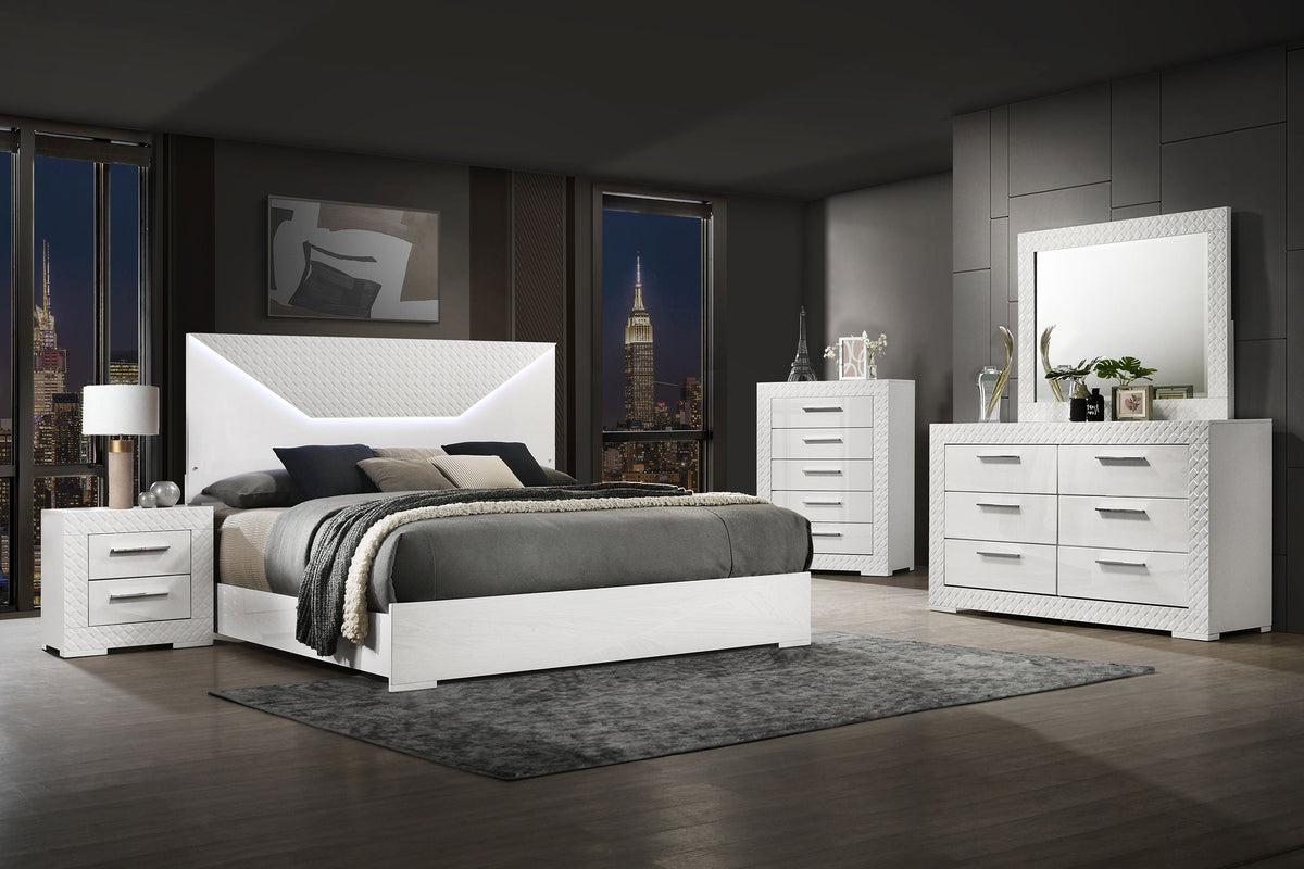 Ives 5-piece Bedroom Set White High Gloss