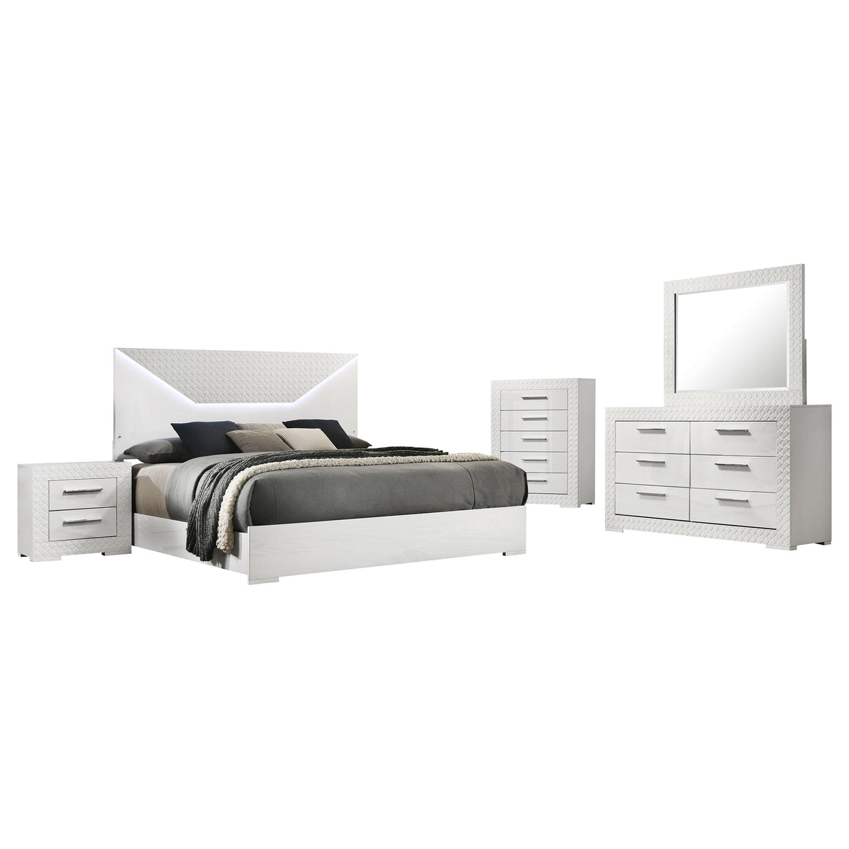 Ives 5-piece Bedroom Set White High Gloss
