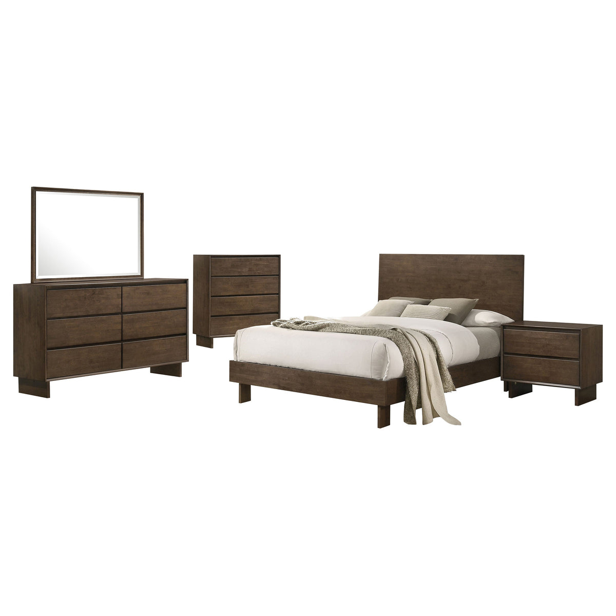 Glenwood 5-piece Bedroom Set Warm Brown