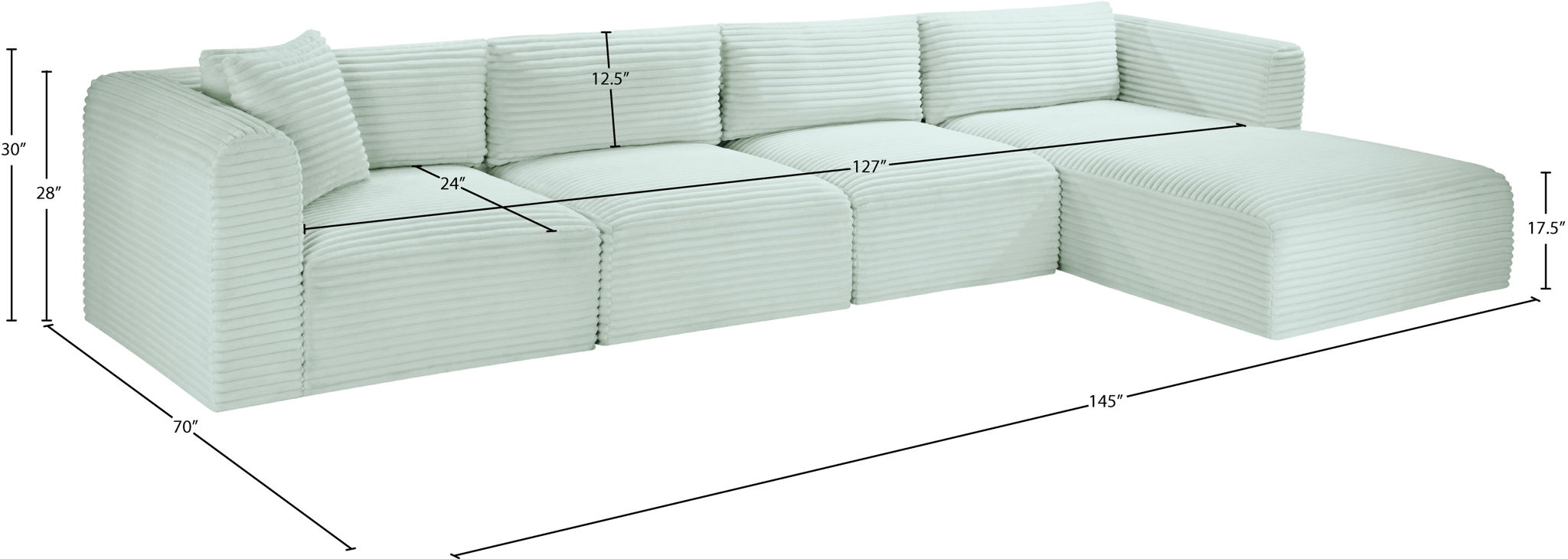 Shaggy - 4 Piece Modular Sectional