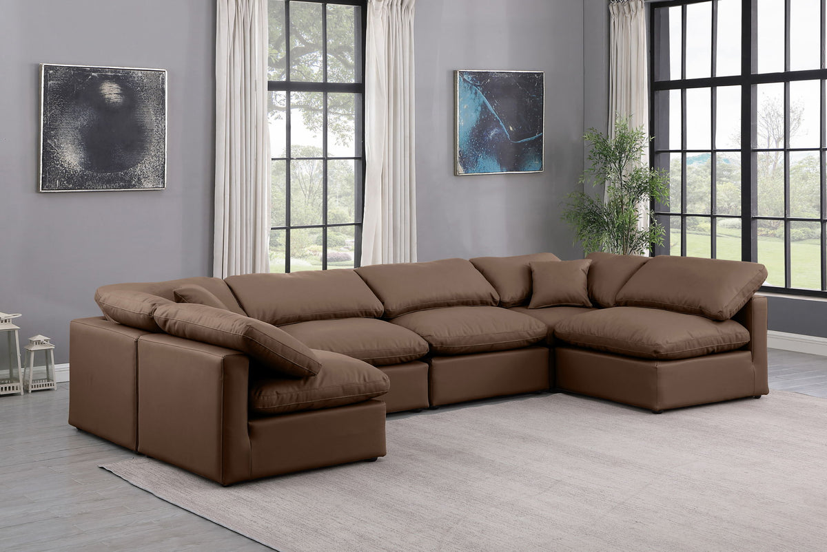Indulge - Faux Leather 6 Piece Modular U-Shaped Sectional