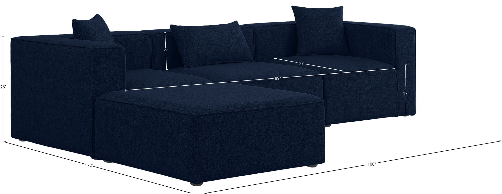 Cube - Linen 4 Piece Modular Sectional With Chaise