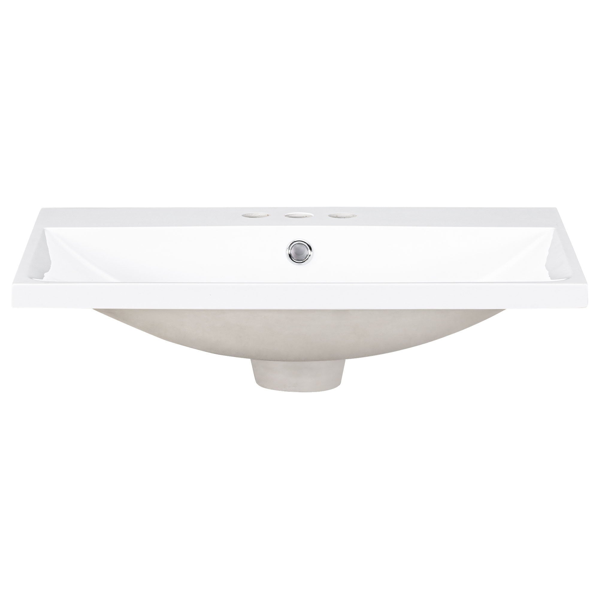 Bathroom Vanity Top, Rectangular Undermount Sink With 3 Faucet Holes, 4" Centerset Compatible - White