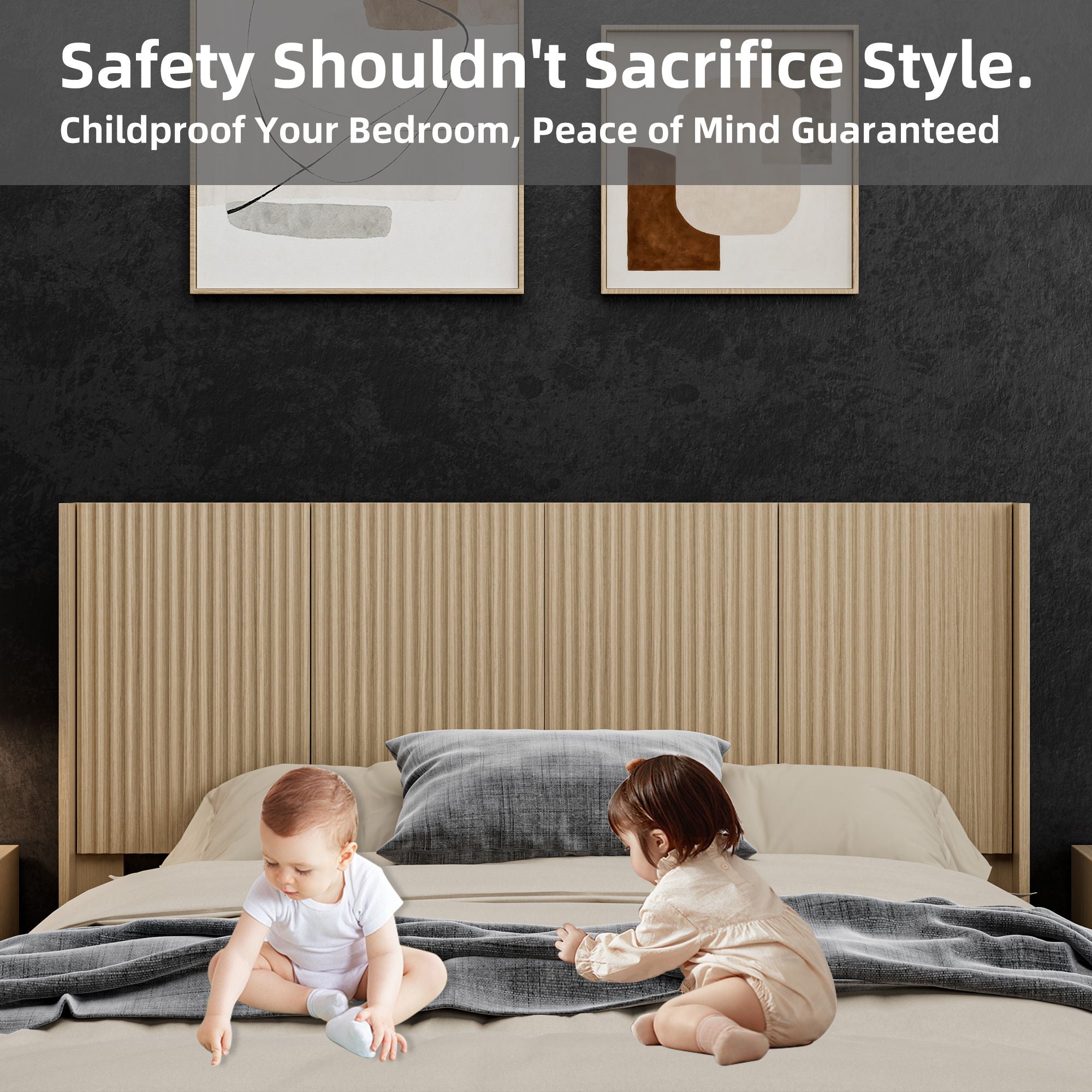 Modern Wide Wall Mounted Fluted Panel Headboard