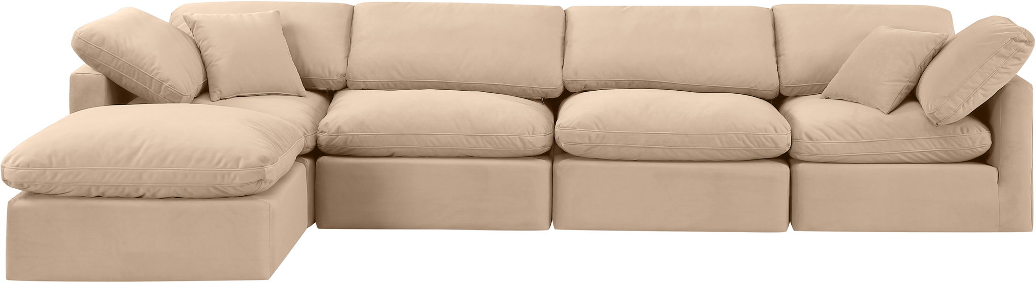 Indulge - Velvet 5 Piece Modular Sectional With Chaise