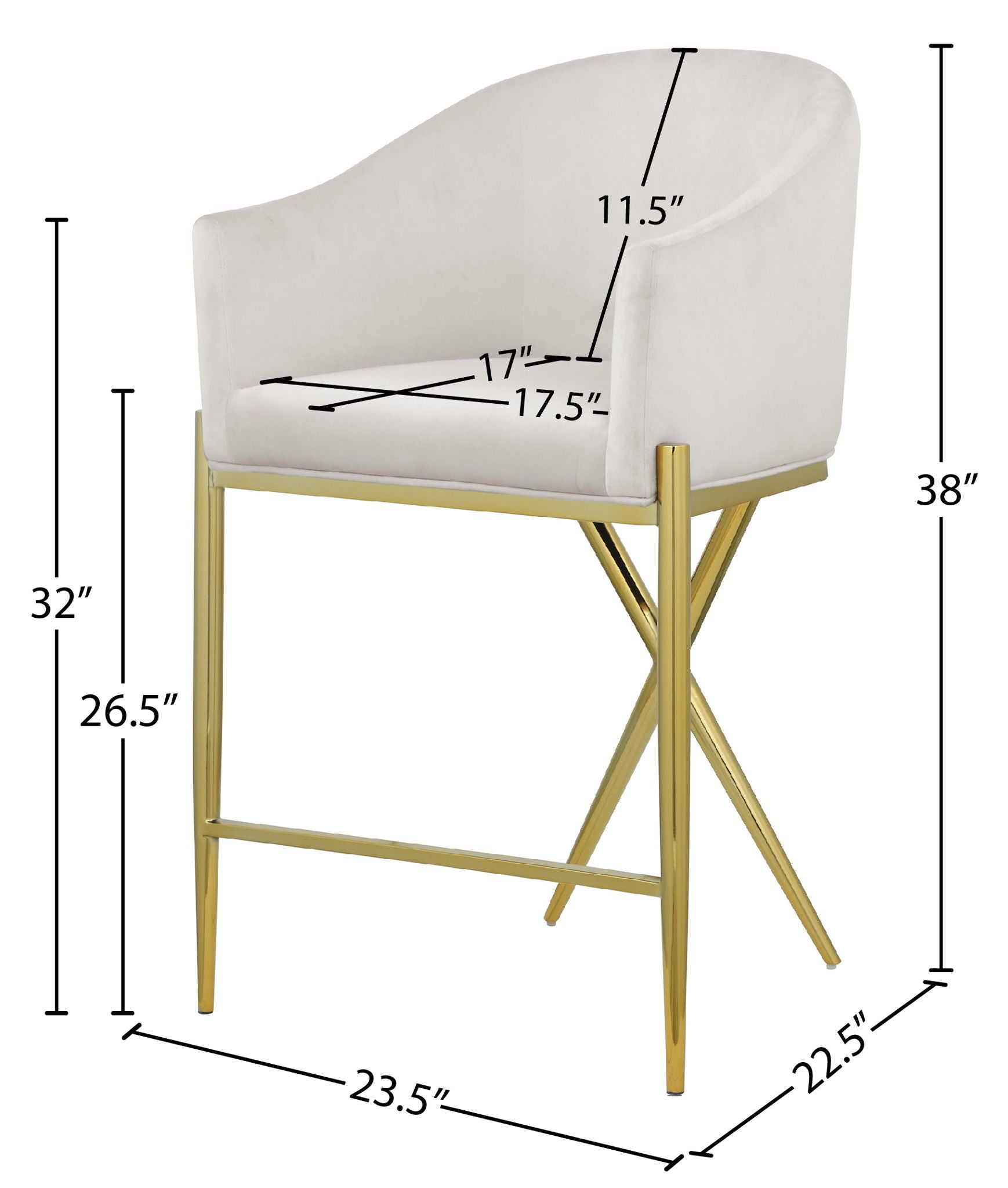 Xavier - Counter Stool with Gold Legs