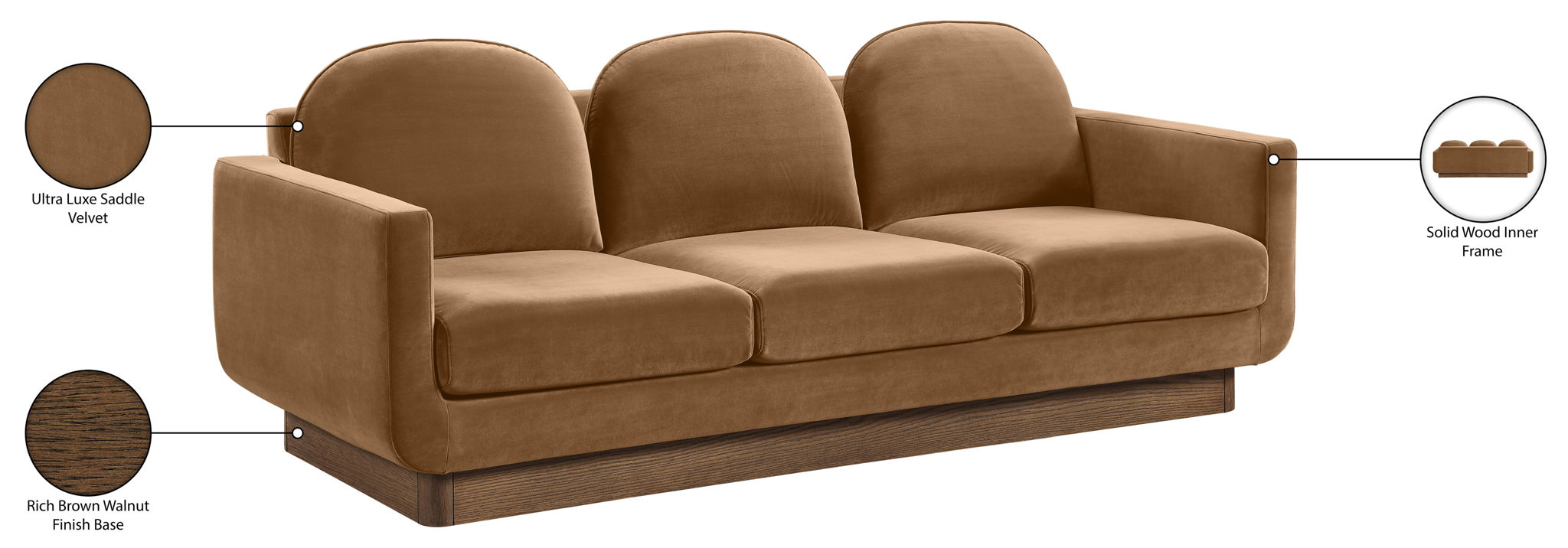 Diviento - Velvet Performance Fabric Upholstered Sofa