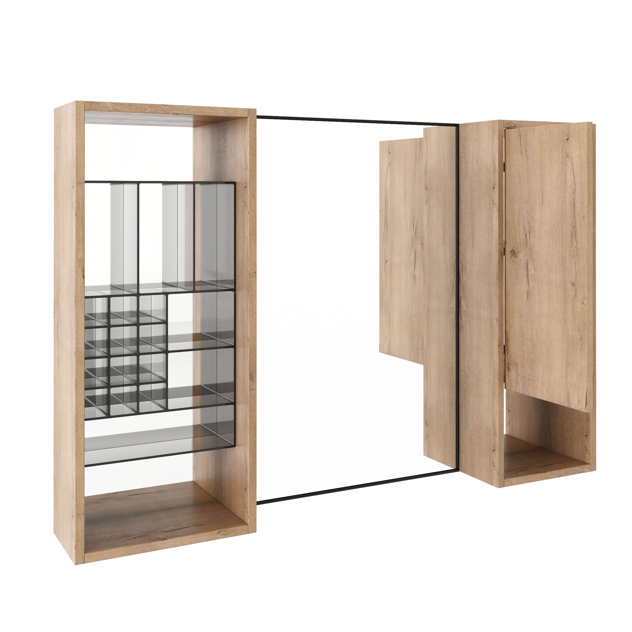 41.3" Wall Mounted Cabinet With Storage, Medicine Cabinet With Door And Adjustable Shelves - Imitative Oak