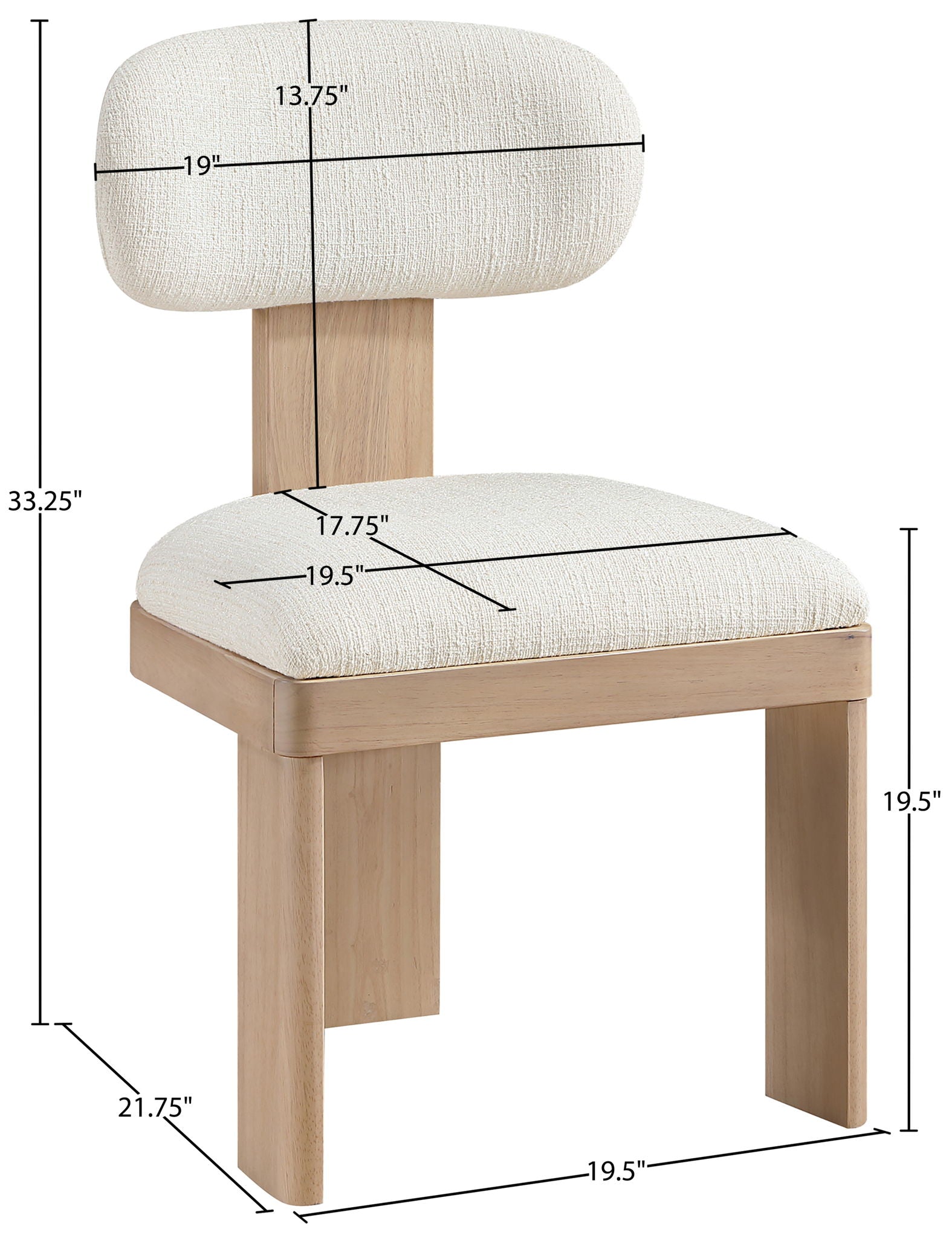 Timbra - Linen Textured Fabric Upholstered Dining Chair (Set of 2) - Natural Base
