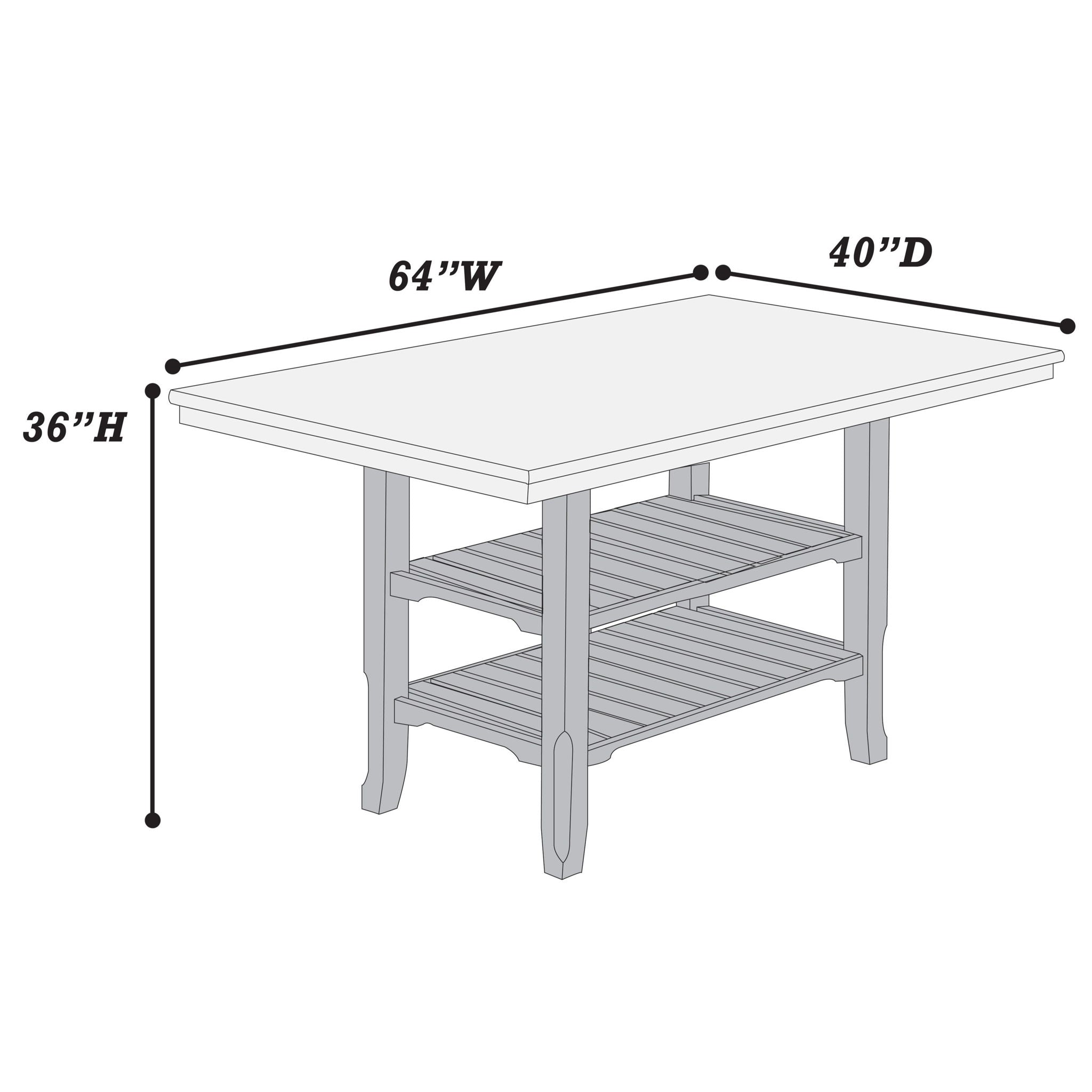 Dining Table 2 Shelves, Counter Height For Dining Room - Gray