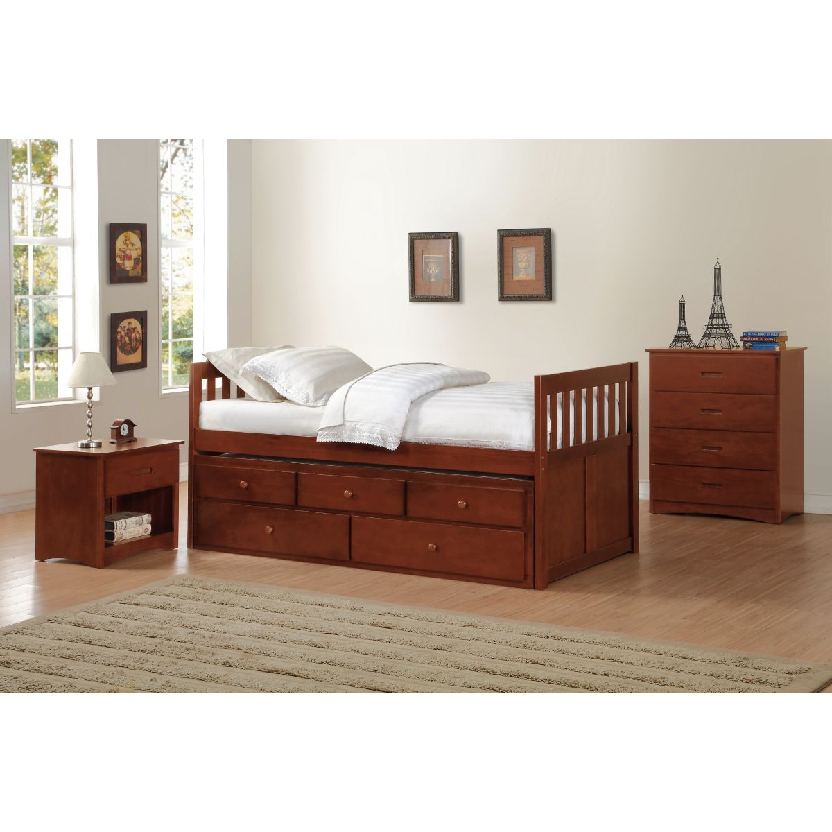 Rowe - Twin/Twin Trundle Bed - Cherry
