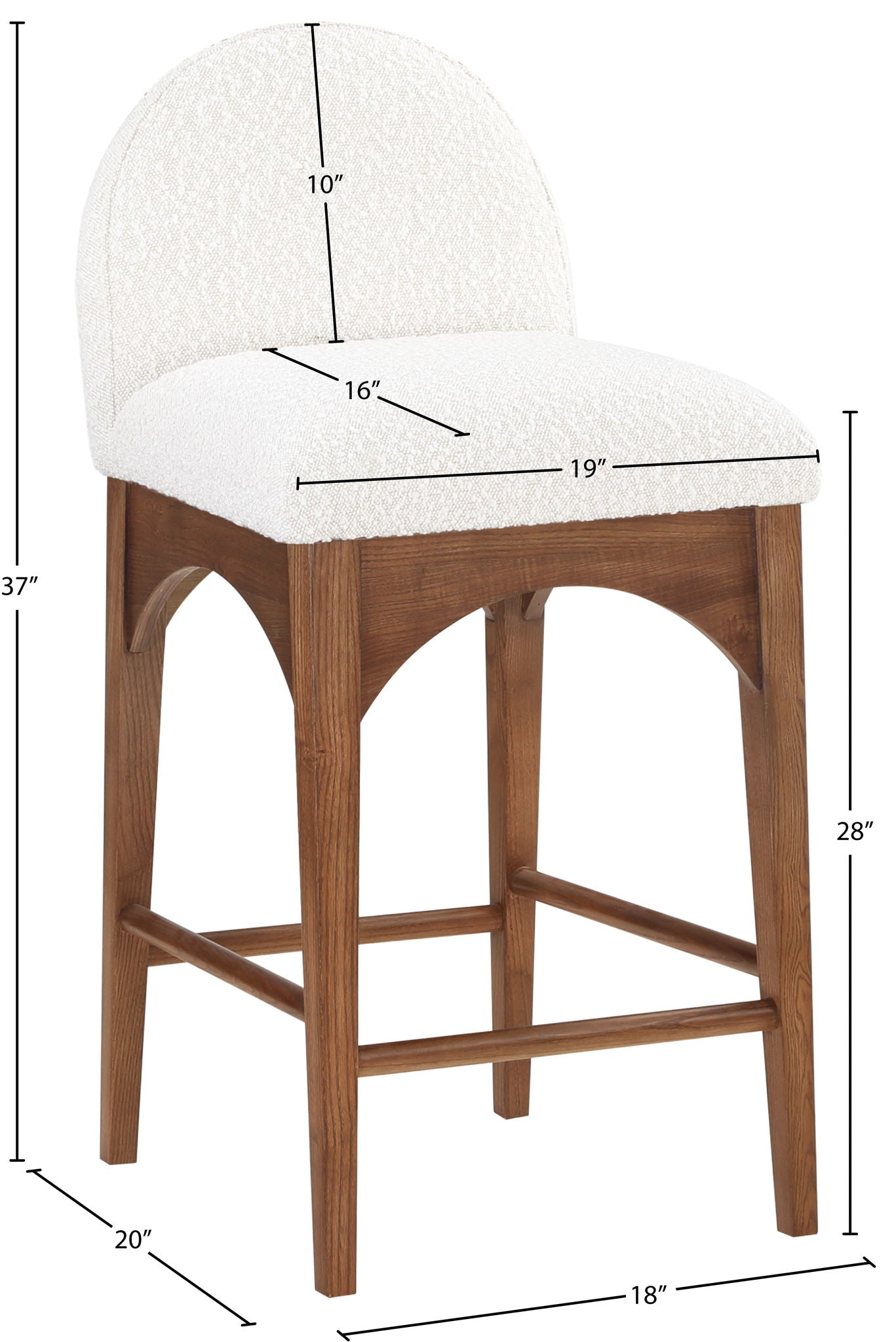 Waldorf - Boucle Stool With Brown Legs