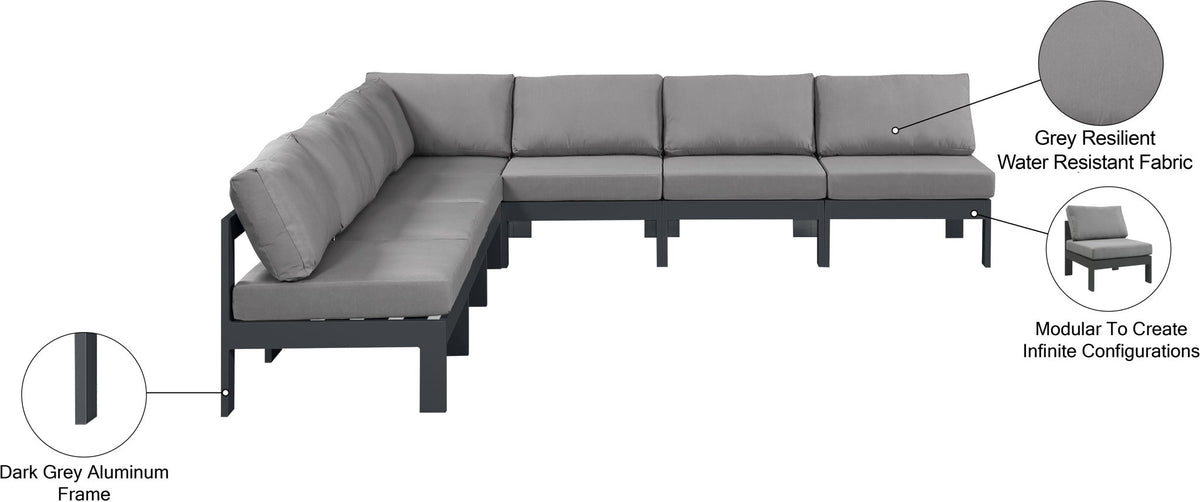 Nizuc - Outdoor Patio 7 Piece Modular Sectional With Gray Frame