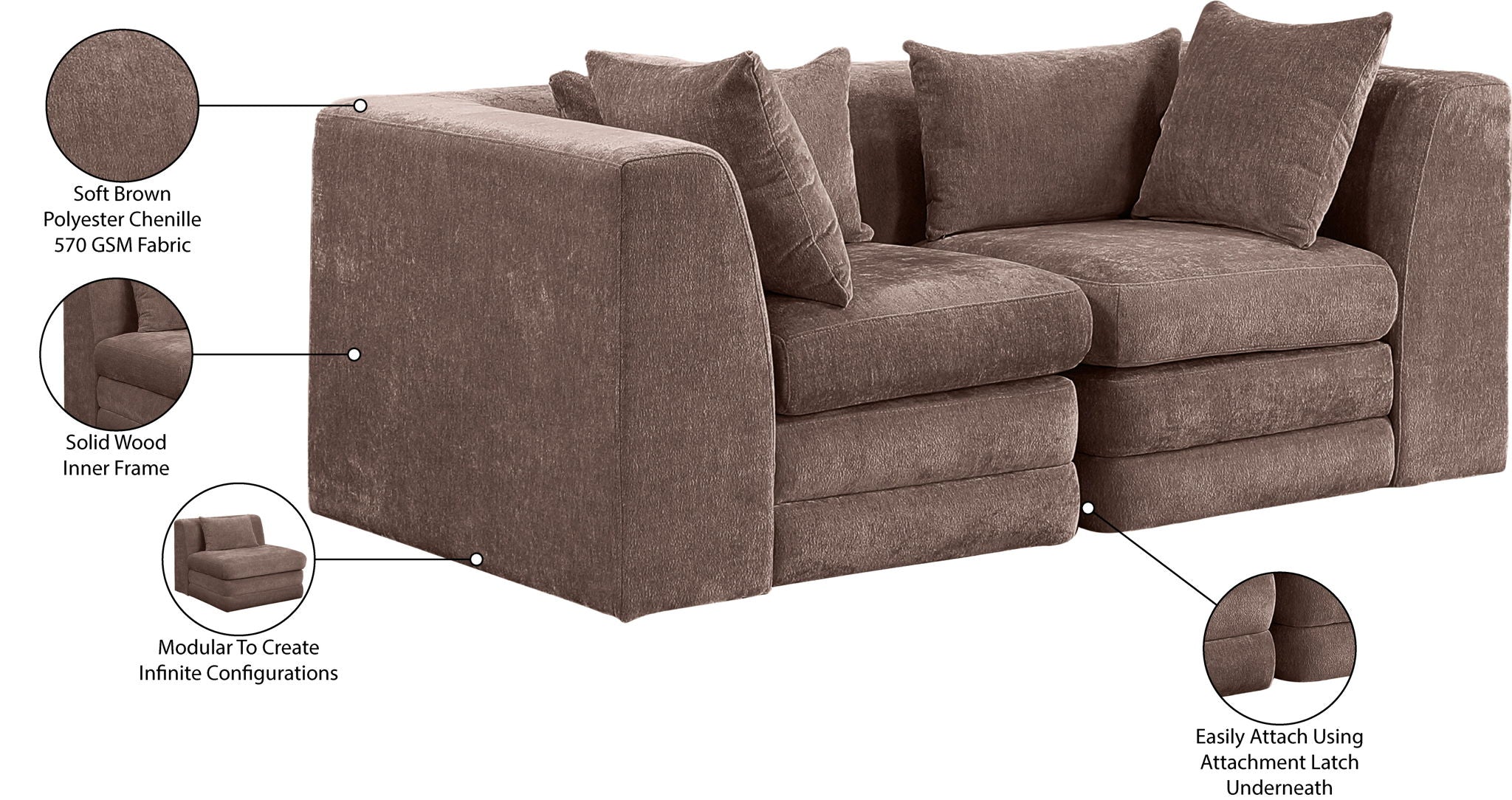 Stellar - 2 Piece 76" Upholstered Modular Loveseat