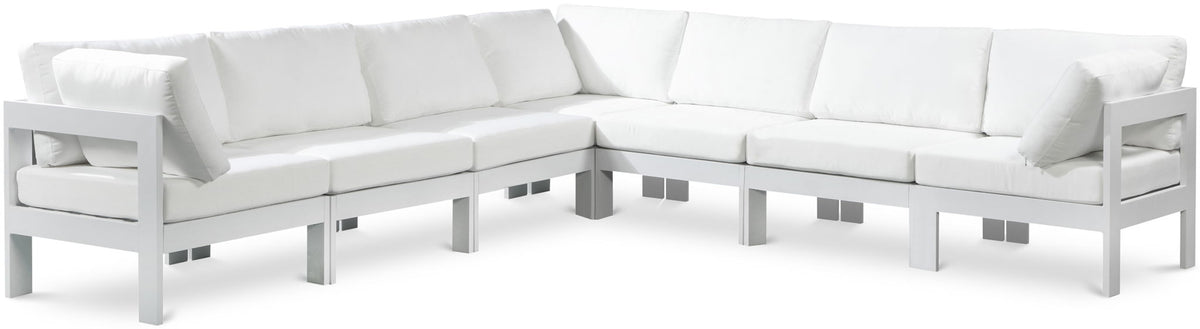 Nizuc - Outdoor Patio 7 Piece Modular Sectional With White Frame