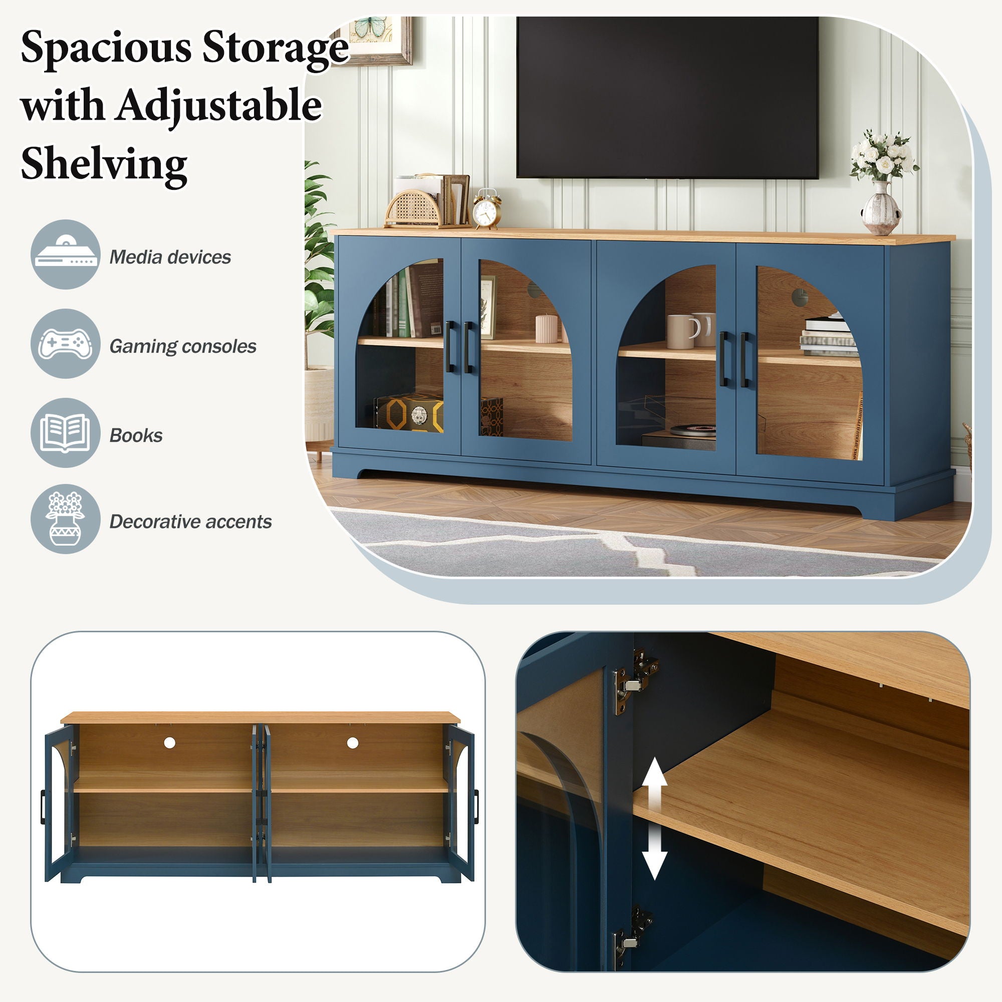 TV Stand With Semi Arched Doors