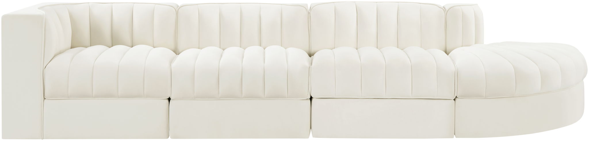Rummi - Velvet Performance Fabric Upholstered 4 Piece Modular Sectional With Reverse Corner Chair