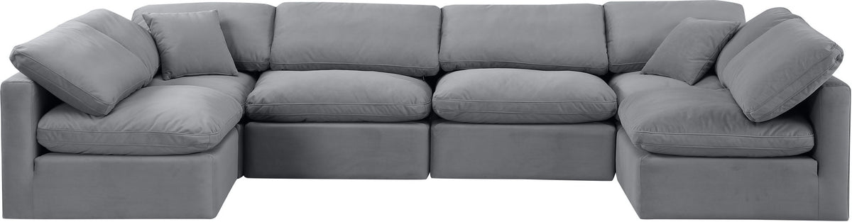 Indulge - Velvet 6 Piece Modular U-Shaped Sectional