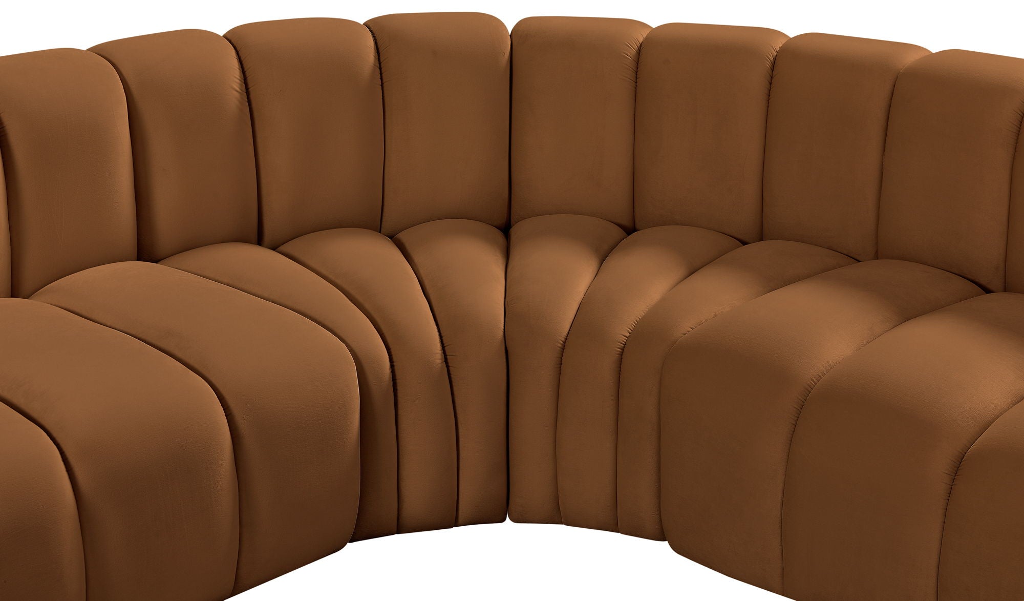 Arc - Velvet 6 Piece Curved Modular Sofa - Saddle