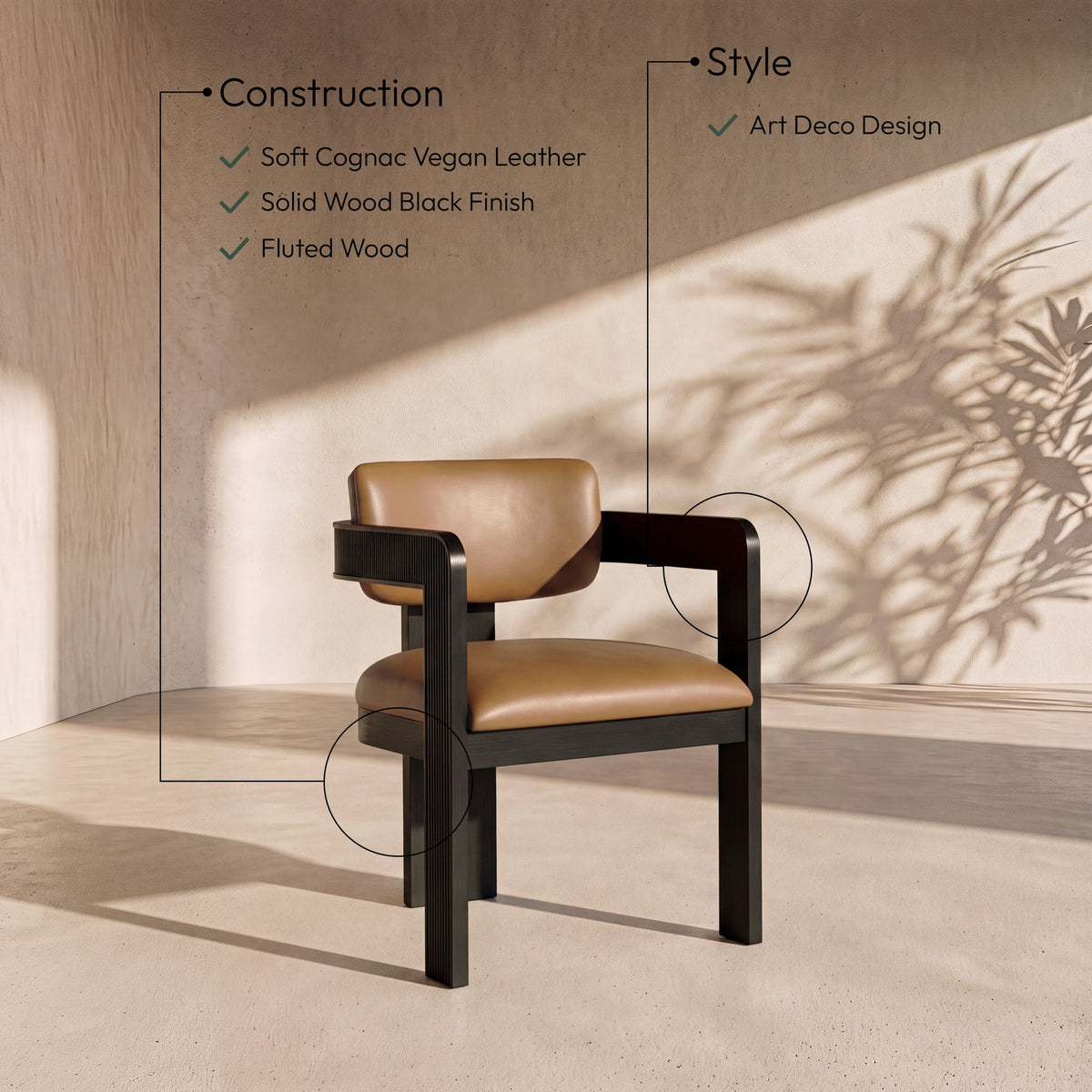 Sacha - Vegan Leather Upholstered Dining Chair With Black Base (Set of 2)