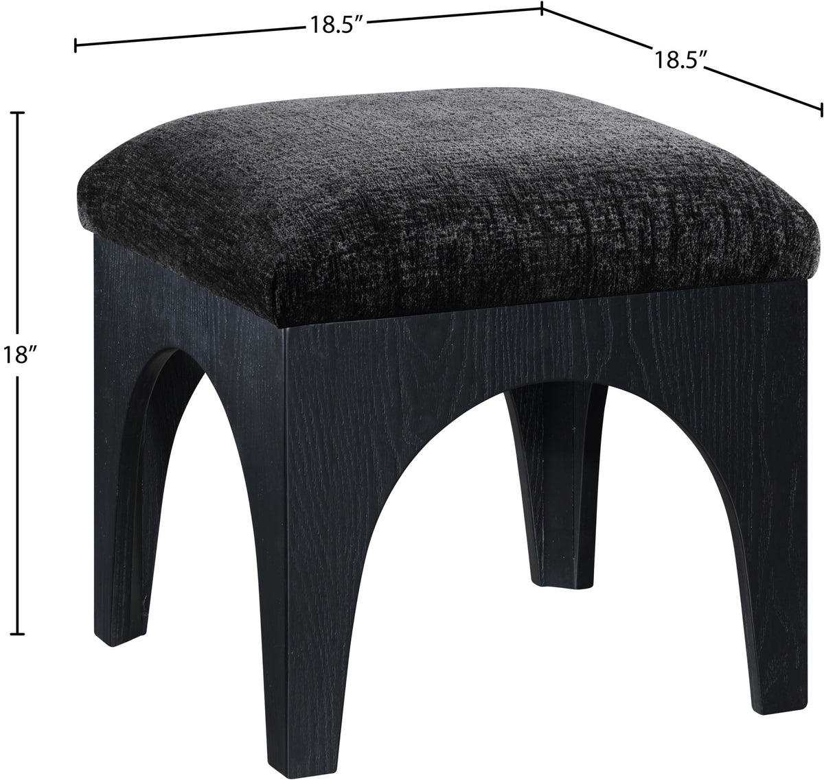 Lawson - Chenille Fabric Ottoman - Black Base