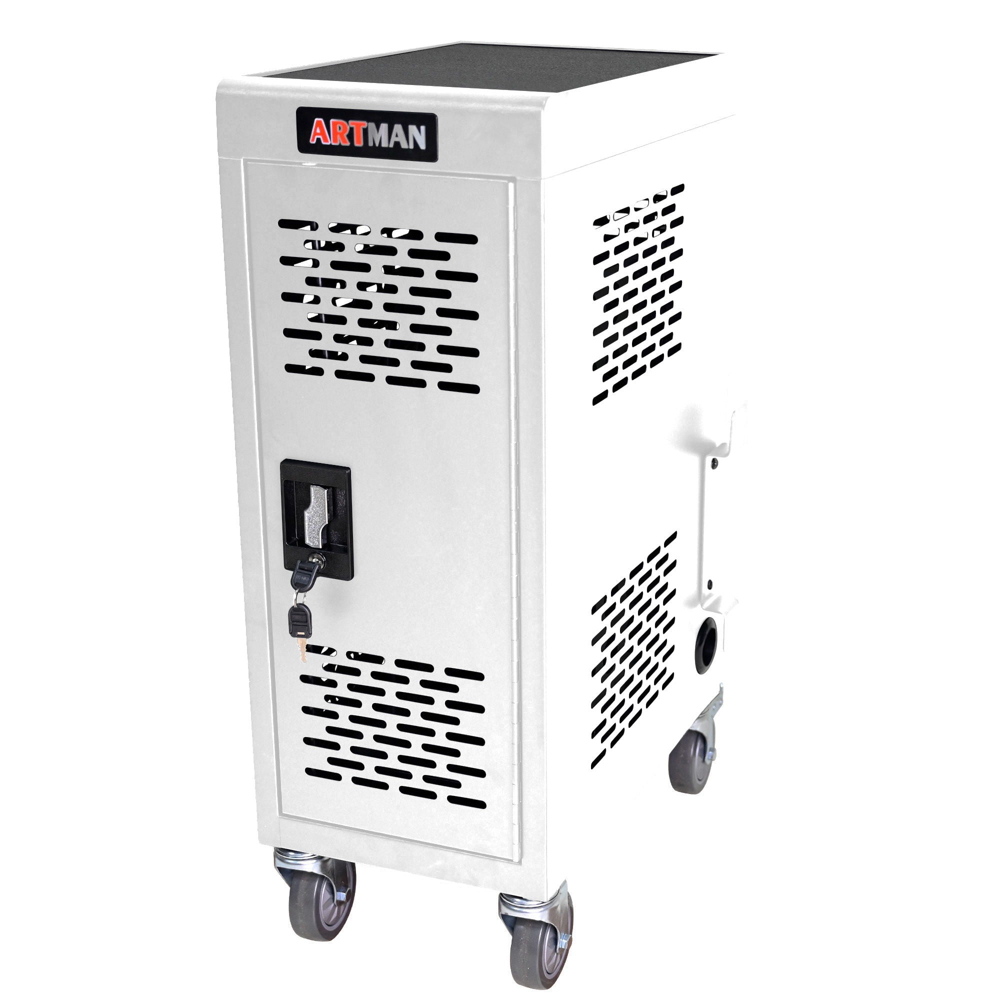 16 Bay Mobile School Charging Cart Station For Chromebook, Tablet And Laptop Computer With Power Strip Included - White