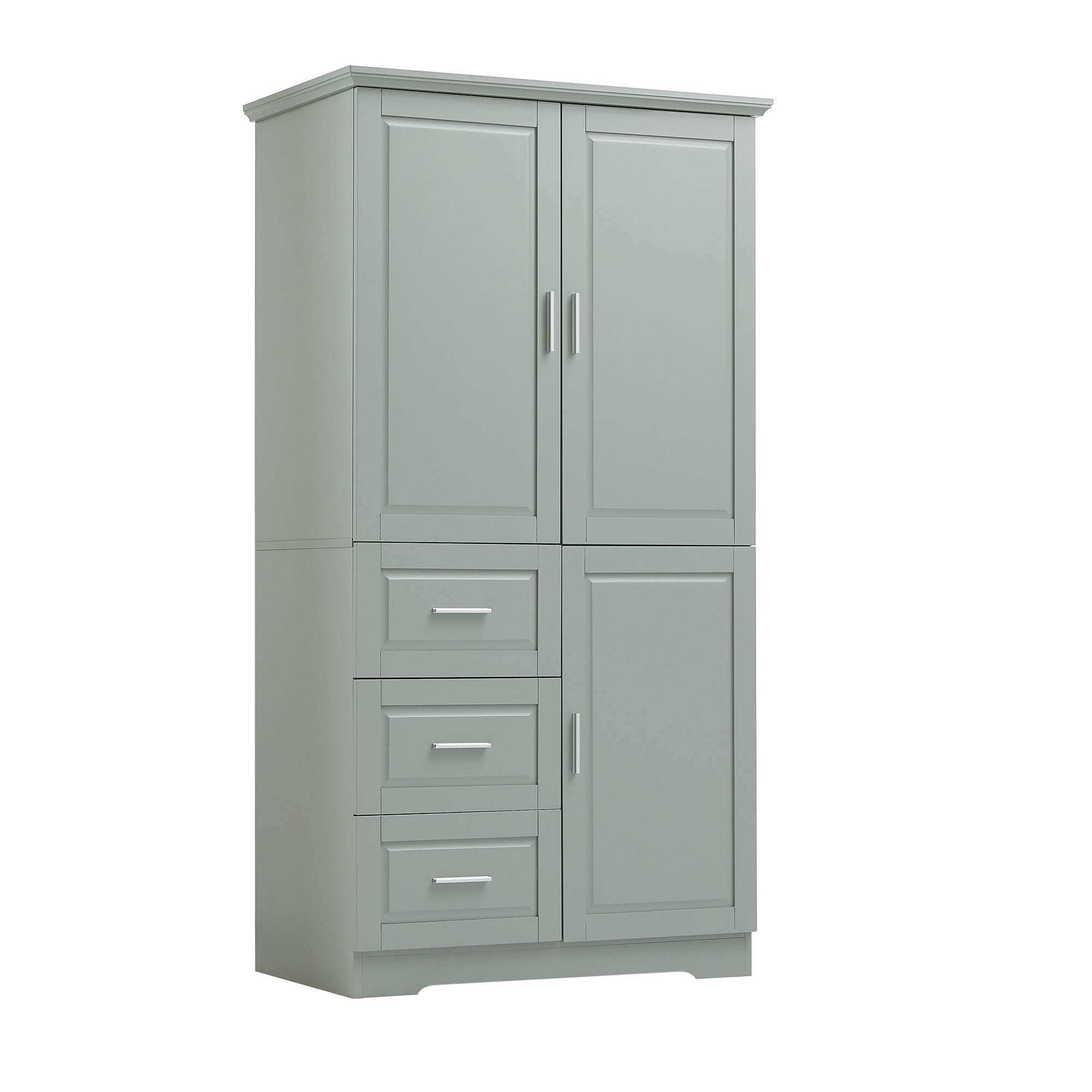 Tall And Wide Storage Cabinet With Doors, 3 Drawers