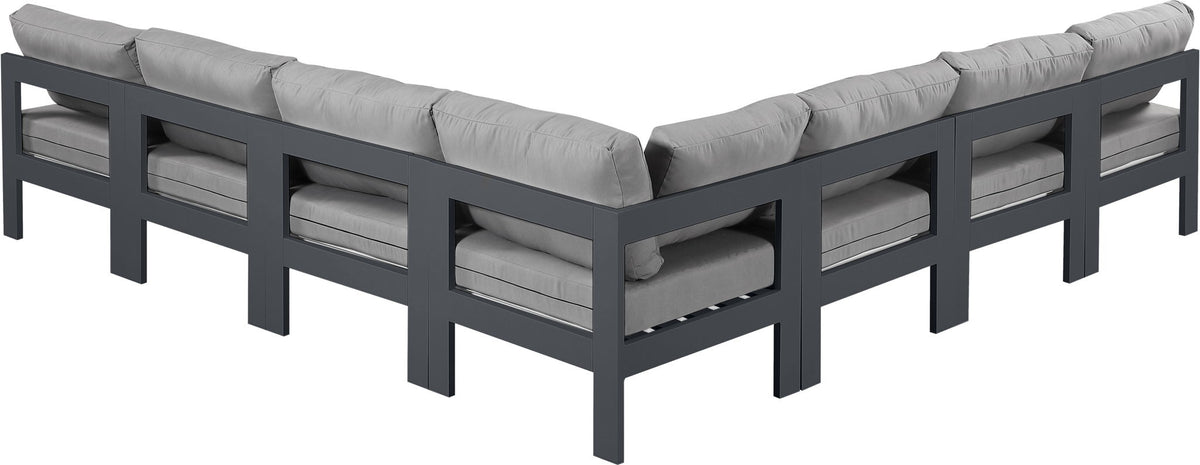 Nizuc - Outdoor Patio 7 Piece Modular Sectional With Gray Frame
