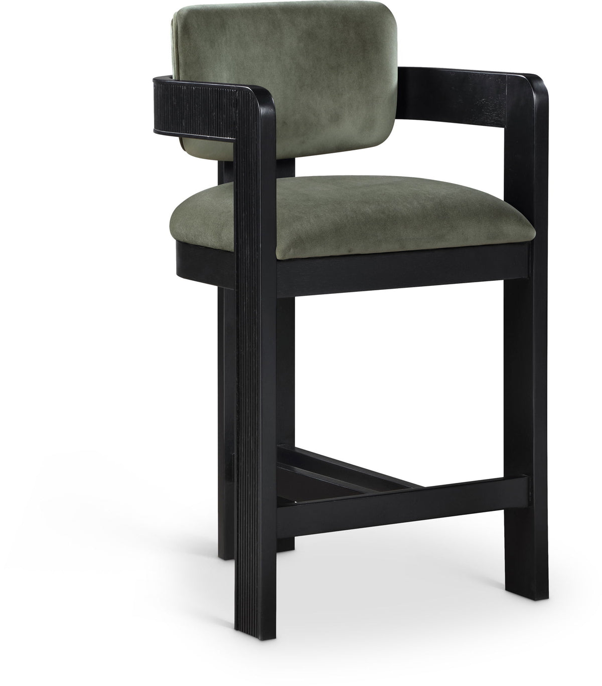 Sacha - Velvet Stool With Black Base
