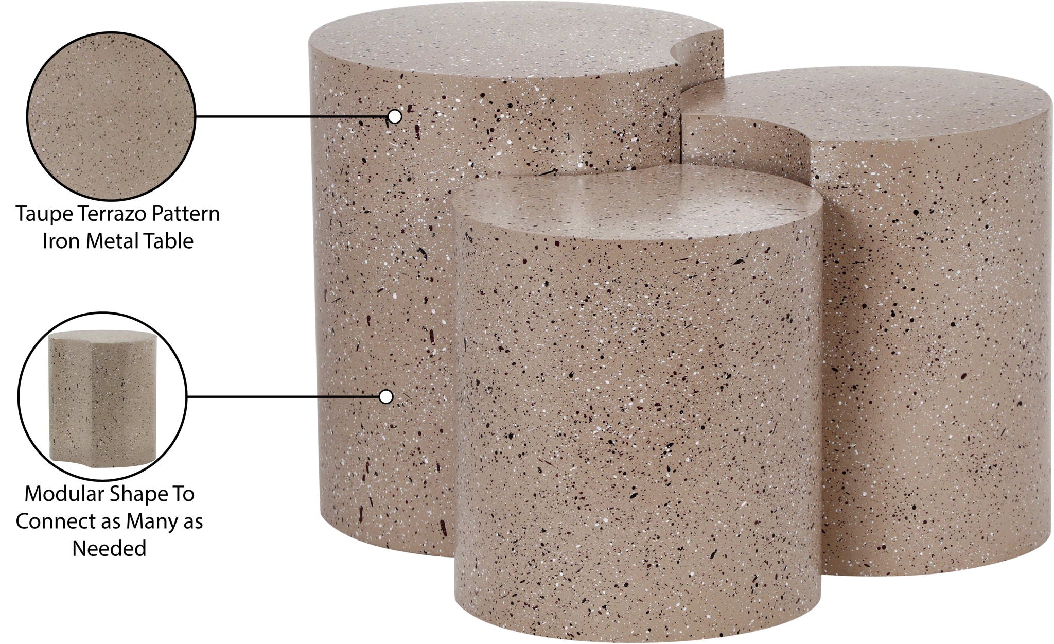 Dimple - 20" 3 Piece Modular End Table - Terazzo Finish