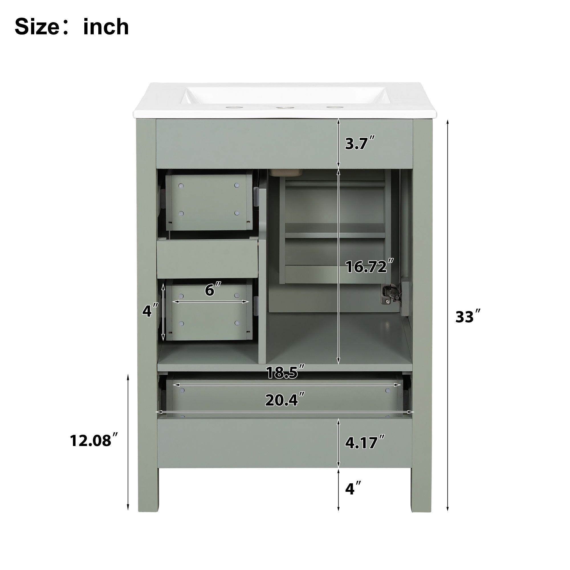 Bathroom Vanity With Sink, Soft-Close Doors, Double-Layer Shelf And 3 Drawers