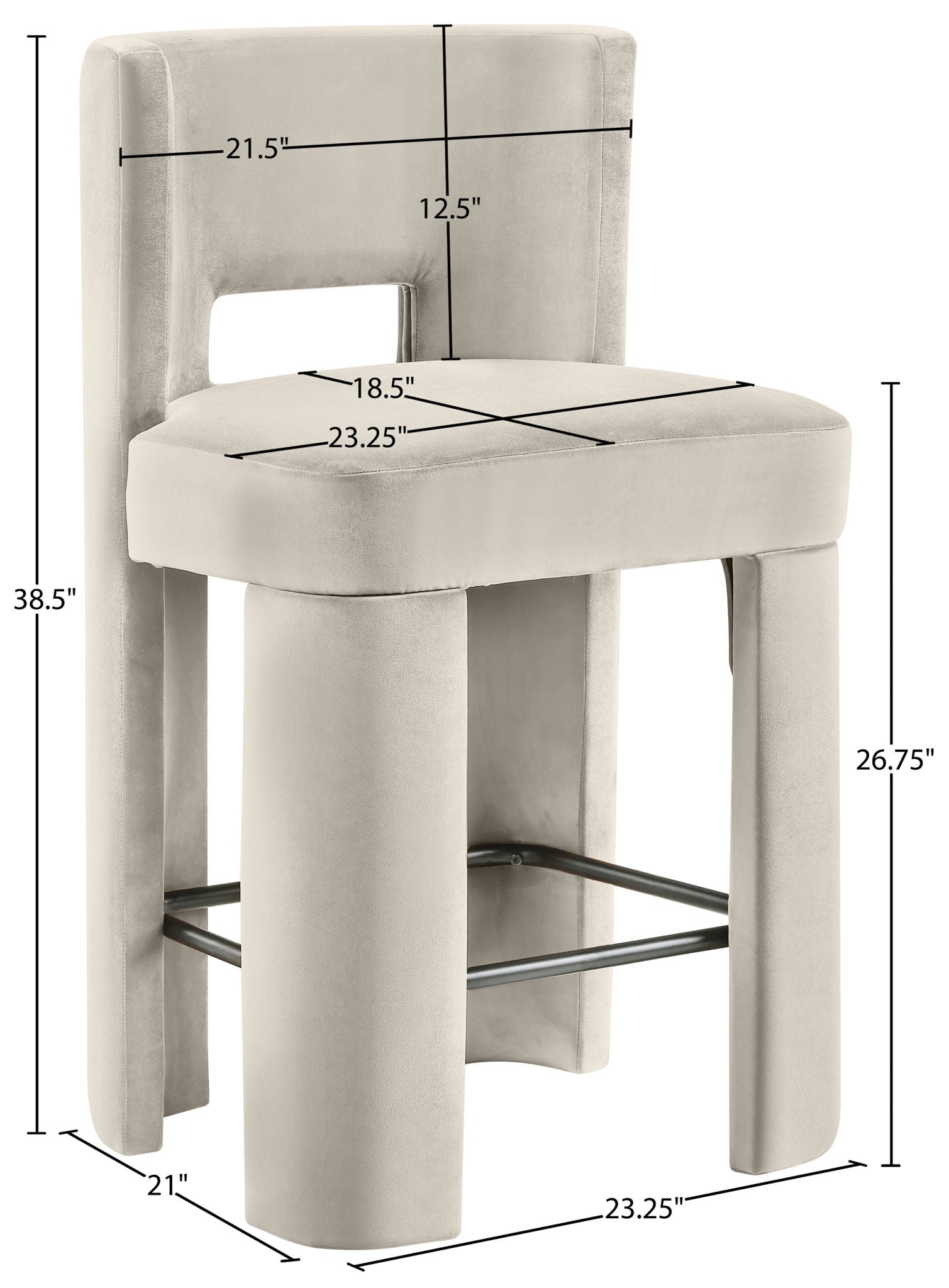 Zuno - Velvet Performance Fabric Upholstered Counter Stool (Set of 2)