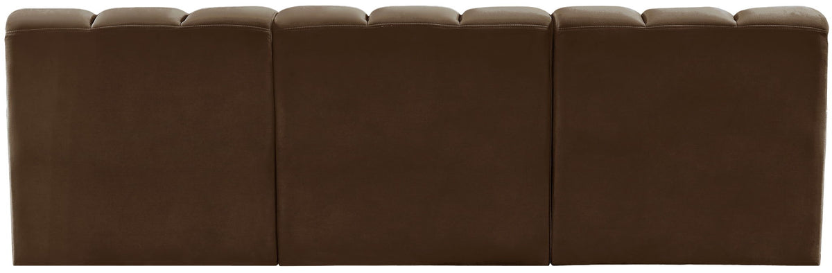 Arc - Velvet 4 Piece Modular Straight Sofa - Brown