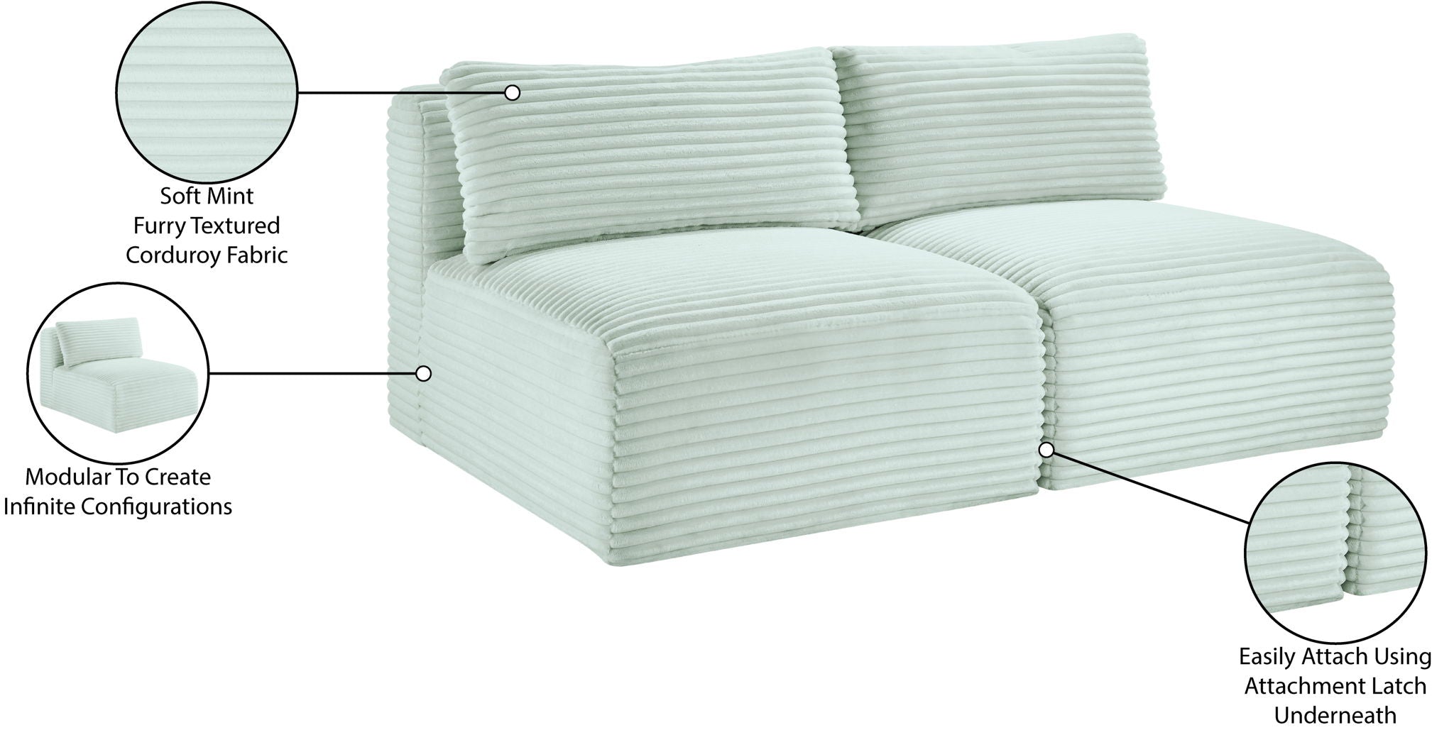 Shaggy - 2 Seat Modular Armless Sofa
