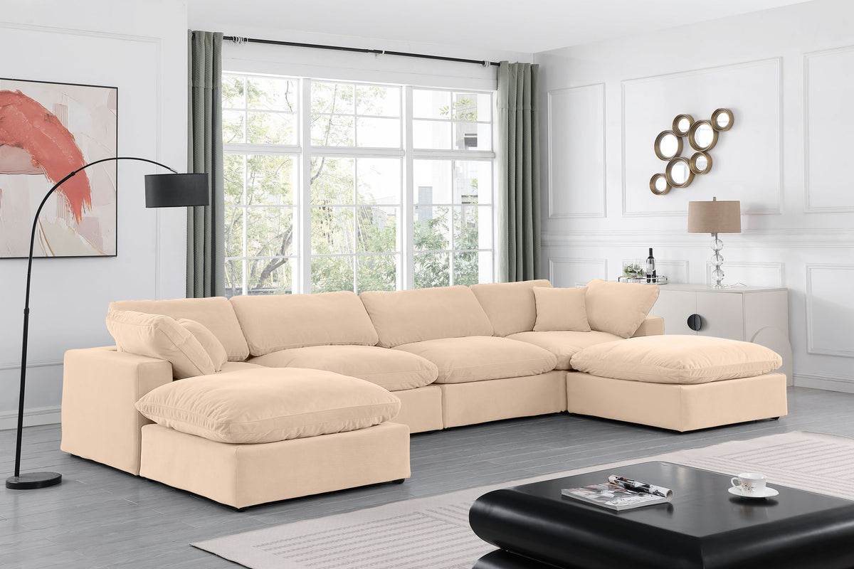 Comfy - 6 Piece Velvet Modular Double Chaise Sectional