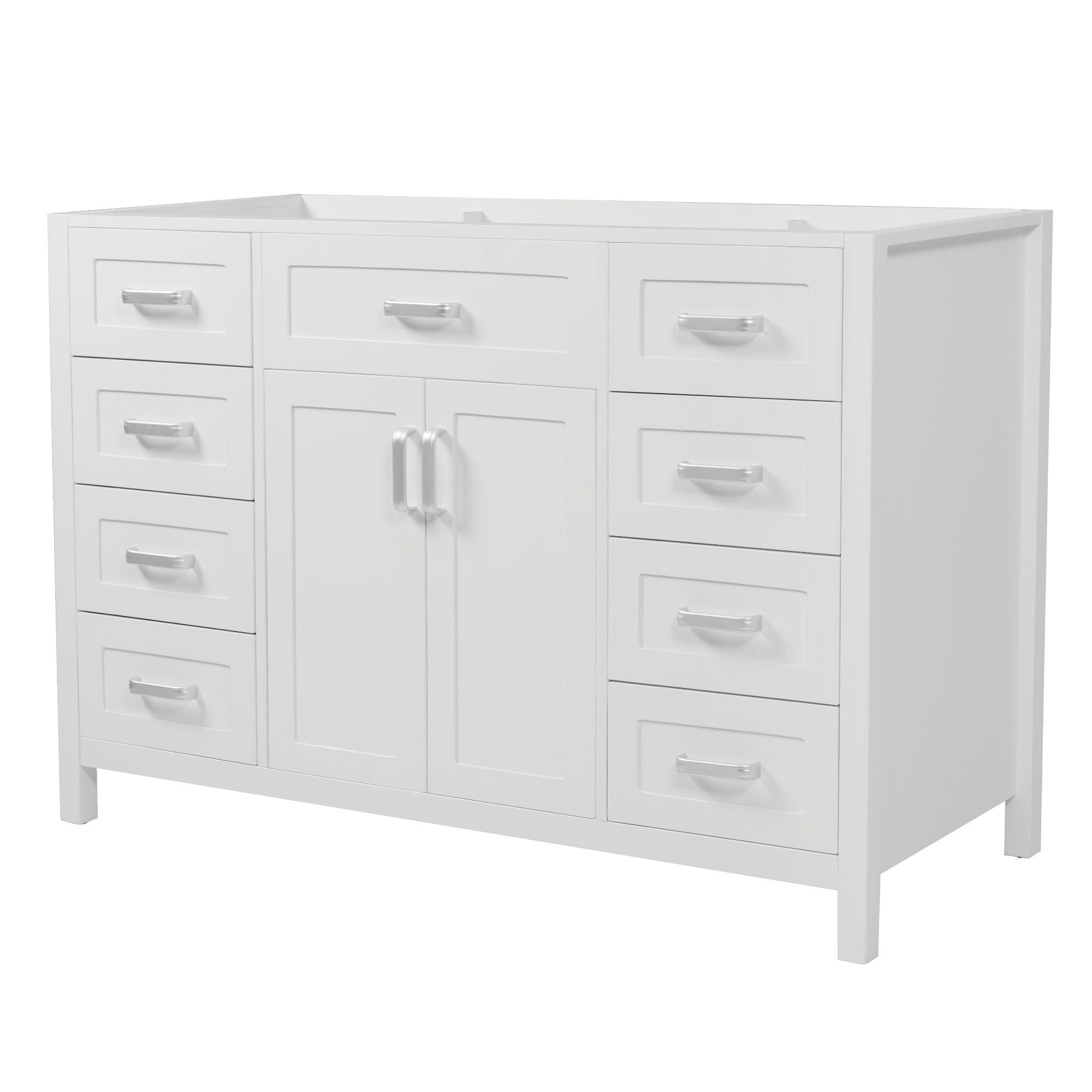 Bathroom Vanity Cabinet Only With 2 Soft Close Doors And 8 Drawers - White