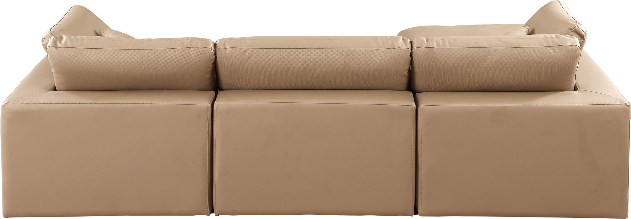 Comfy - 4 Piece Faux Leather Modular Sectional With Chaise - Tan