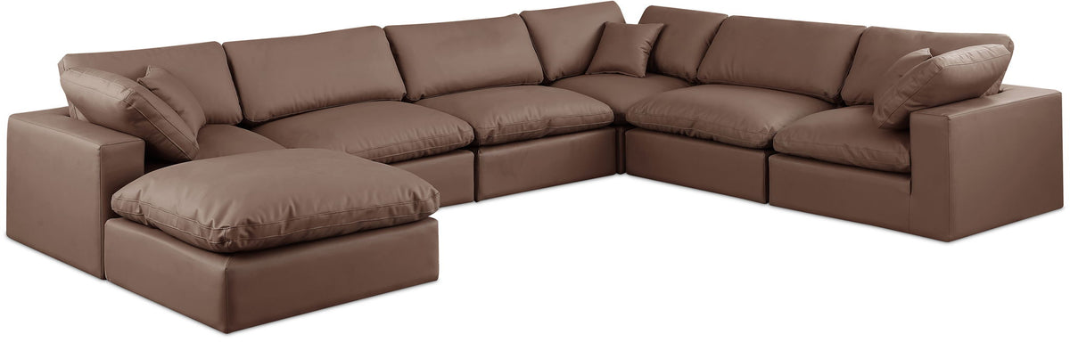 Comfy - 7 Piece Faux Leather Modular Sectional With Chaise