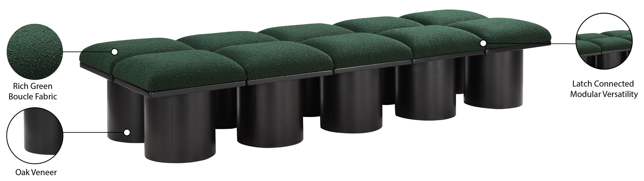 Pavilion - 10 Piece Modular Bench With Black Base