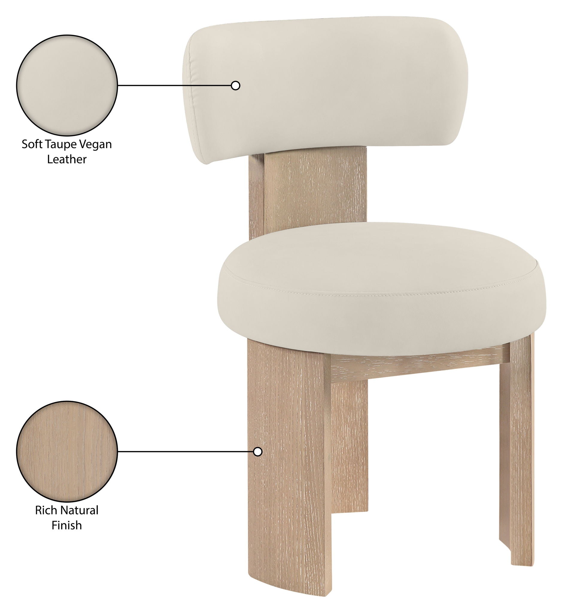 Atelier - Vegan Leather Upholstered Dining Chair (Set of 2) - Taupe / Painted Natural