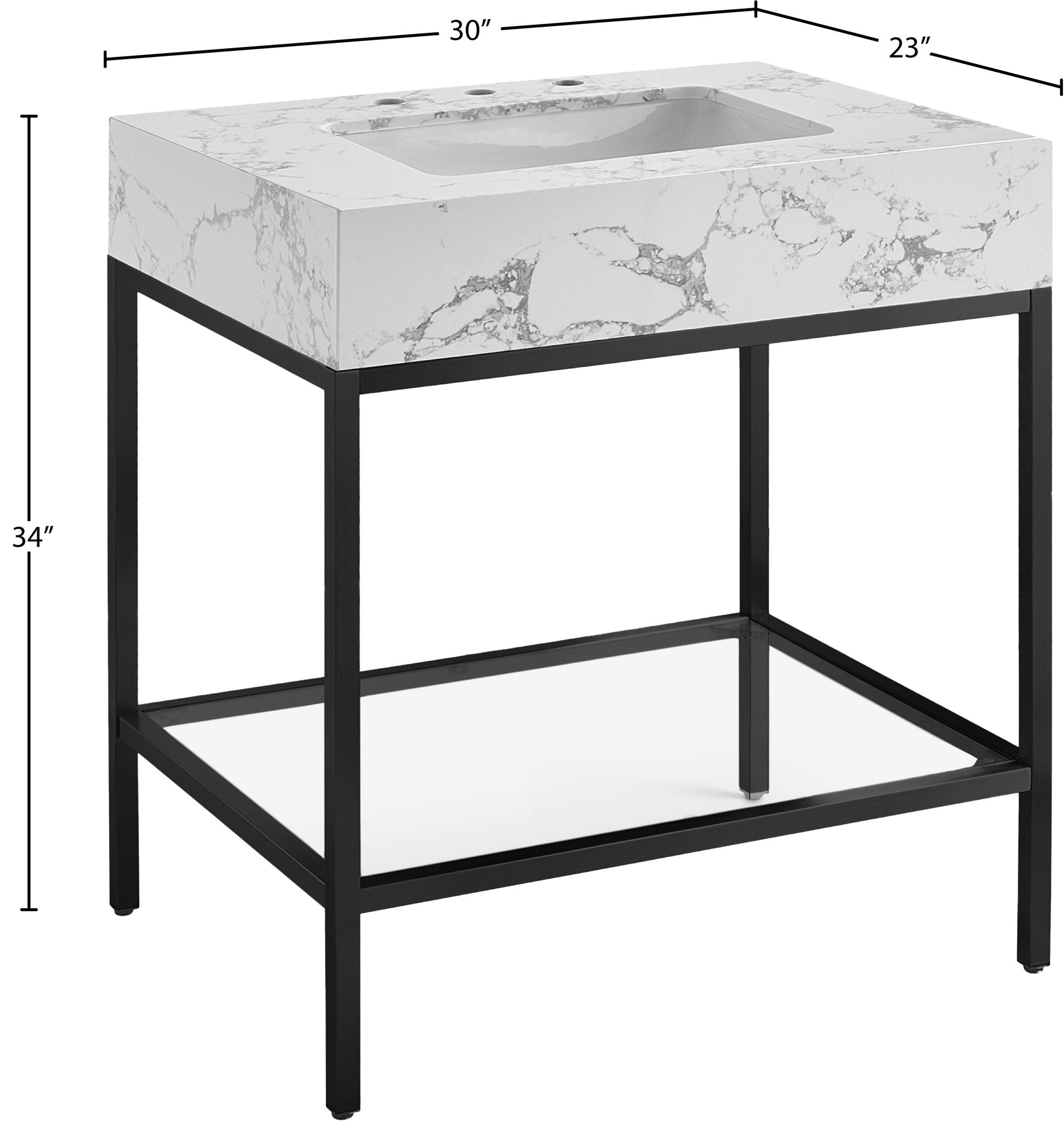 Marmo - Engineered Marble Bathroom Vanity With Black Base