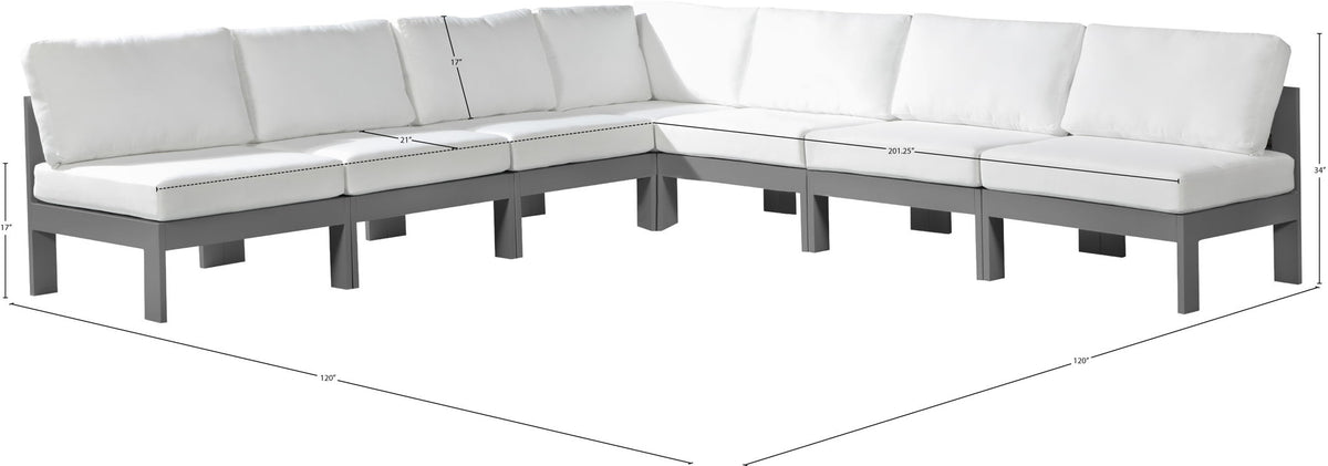 Nizuc - Outdoor Patio 7 Piece Modular Sectional With Gray Frame