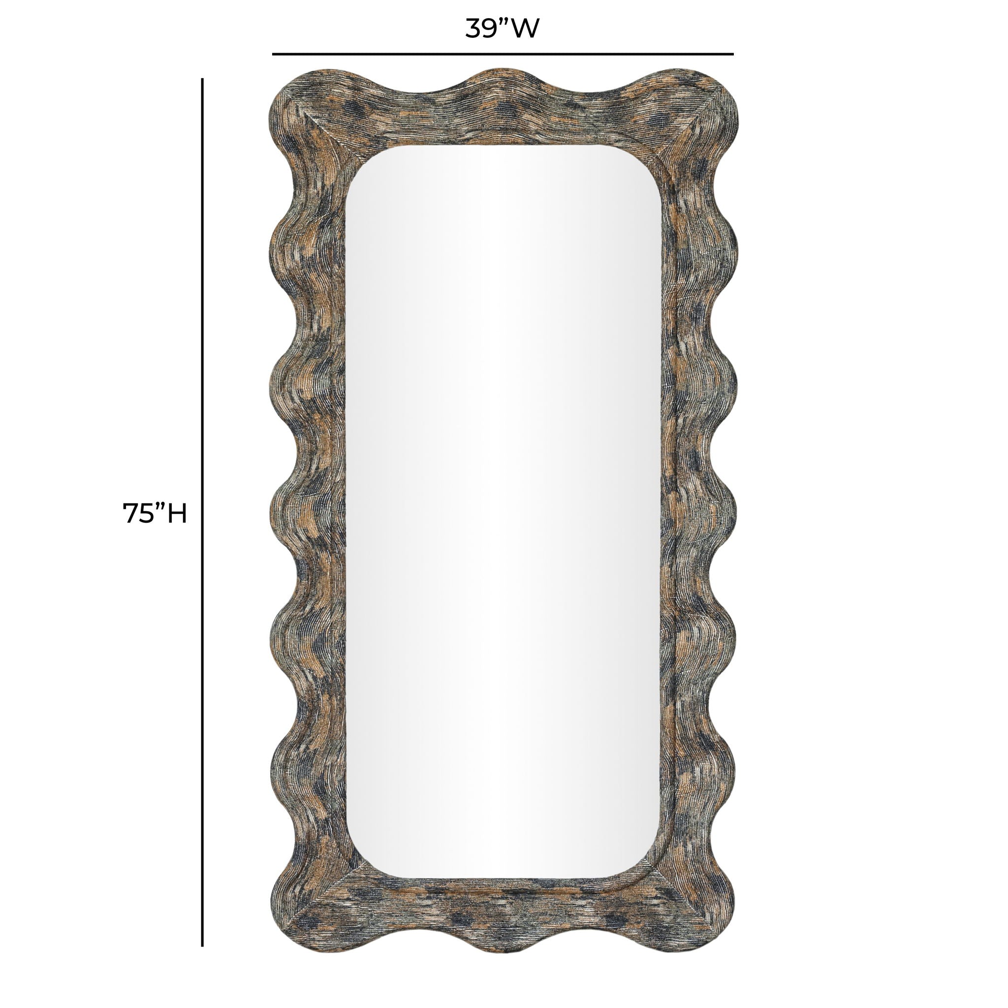 Charlene - 39" x 75" Squiggle Wall Mirror - Watercolor Print