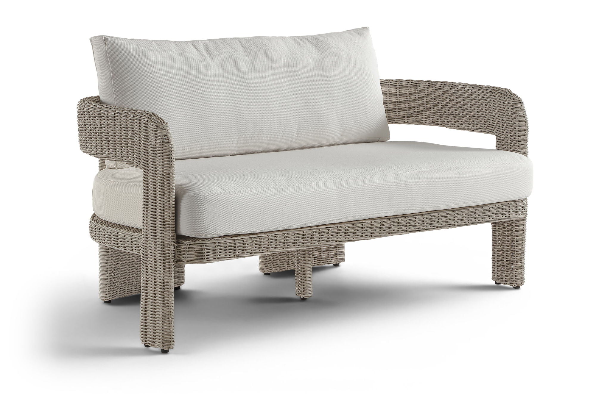 Sandbay - Olefin Water Resistant Fabric And Wicker Outdoor Patio Loveseat